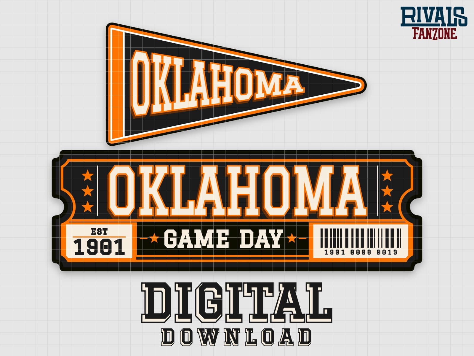 Oklahoma Pennant & Ticket SVG – Cricut Cut Files — preview 1