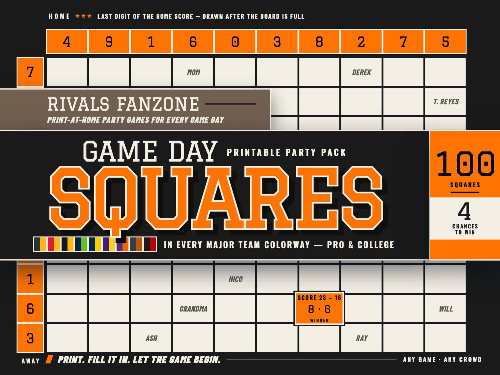 Oklahoma Football Squares (Orange & Black) — preview 1