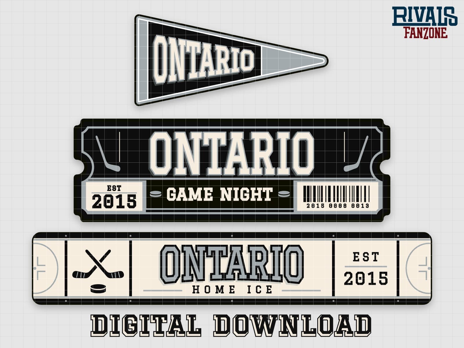 Ontario Farm Team Hockey Pennant, Ticket & Rink Sign SVG – Cricut Cut Files — preview 1