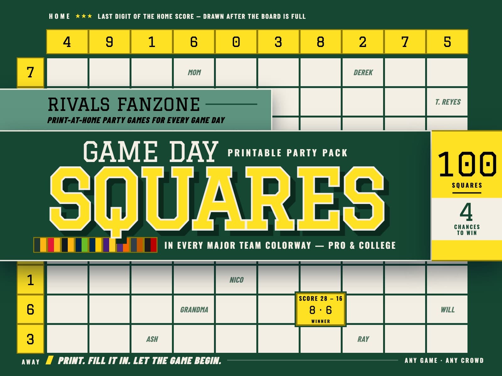 Oregon Football Squares — preview 1