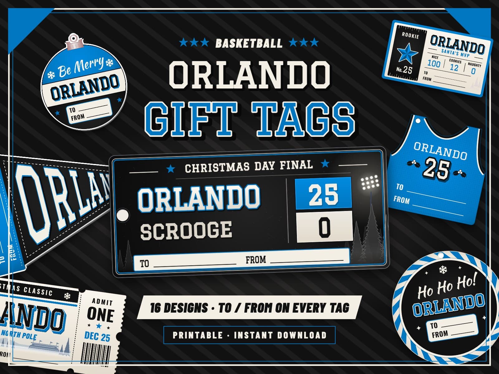 Orlando Basketball Game Day Gift Tags – 16 Printable Designs — preview 1