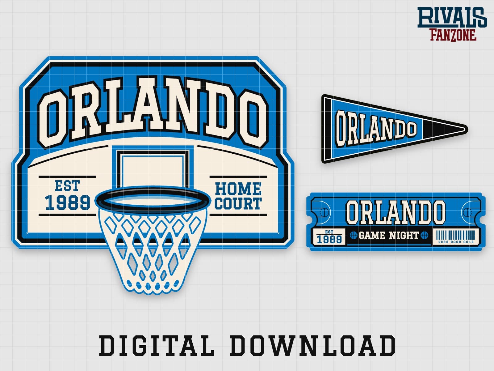 Orlando Basketball Pennant, Ticket & Backboard Sign SVG – Cricut Cut Files — preview 1