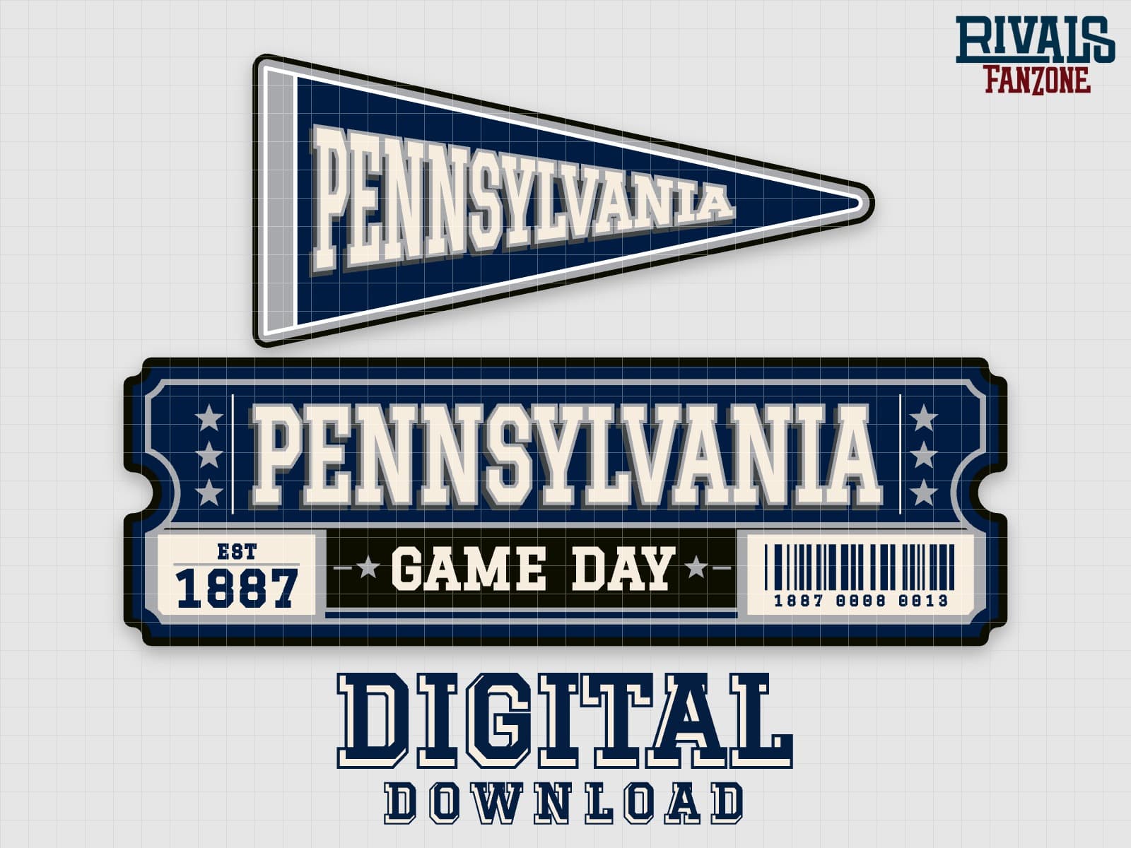Pennsylvania Pennant & Ticket SVG – Cricut Cut Files — preview 1