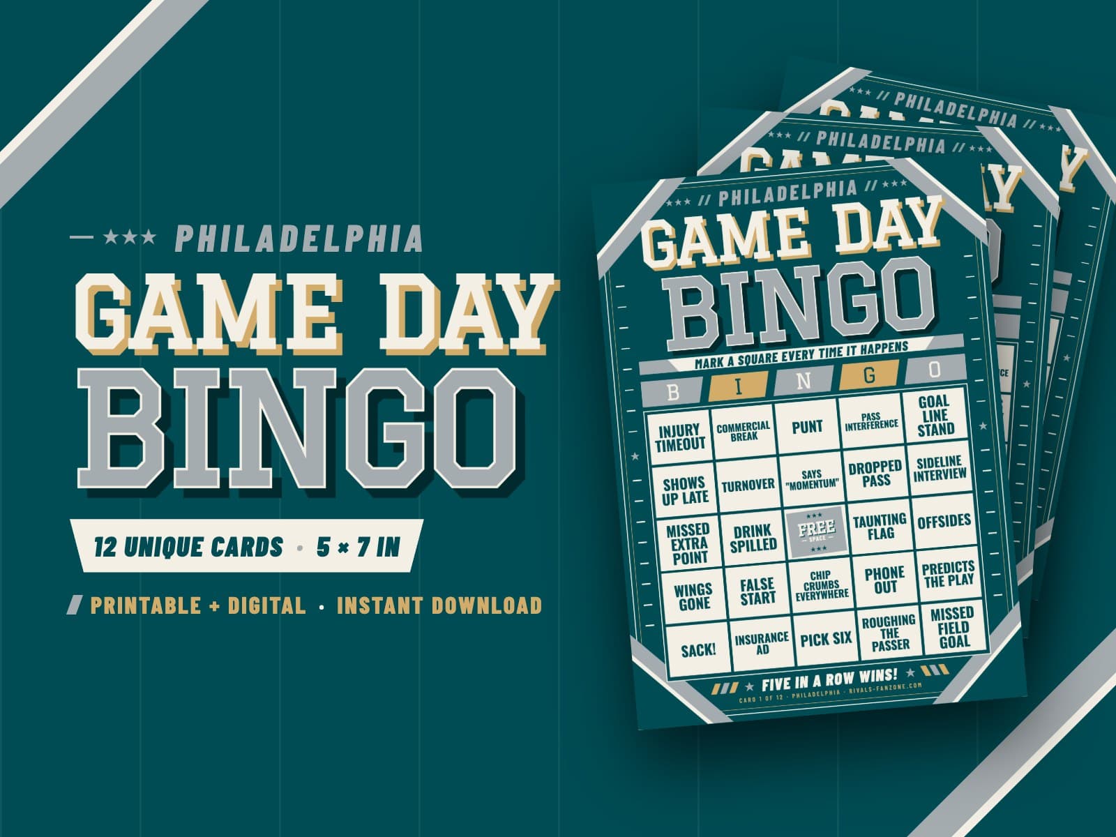 Philadelphia Game Day Bingo – 12 Card Pack — preview 1