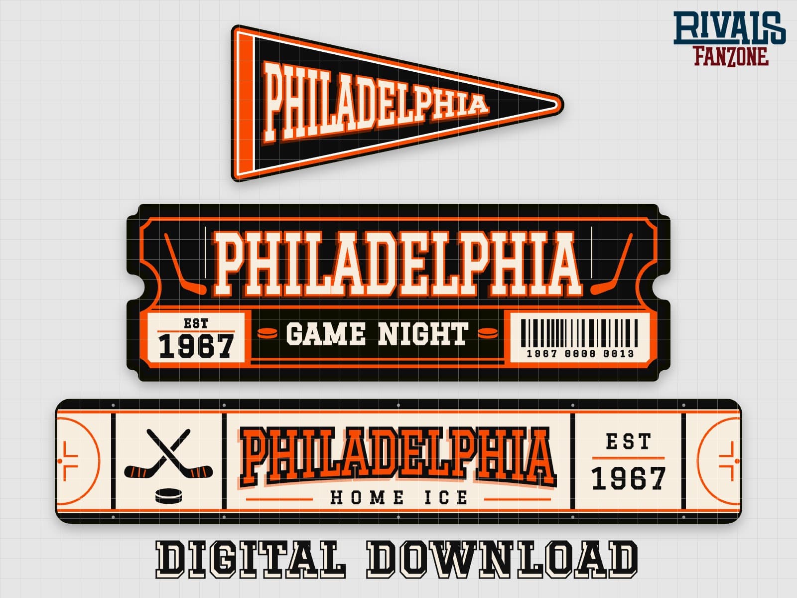 Philadelphia Hockey Pennant, Ticket & Rink Sign SVG – Cricut Cut Files — preview 1