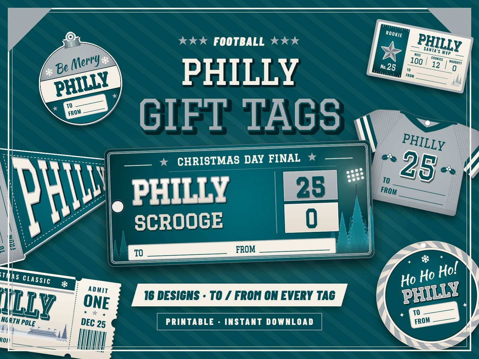 Philadelphia Game Day Gift Tags – 16 Printable Designs — preview 1