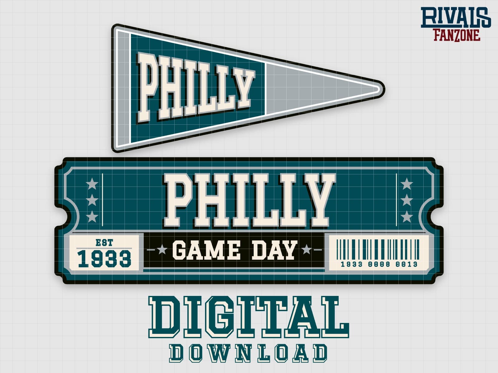 Philadelphia Pennant & Ticket SVG – Cricut Cut Files — preview 1