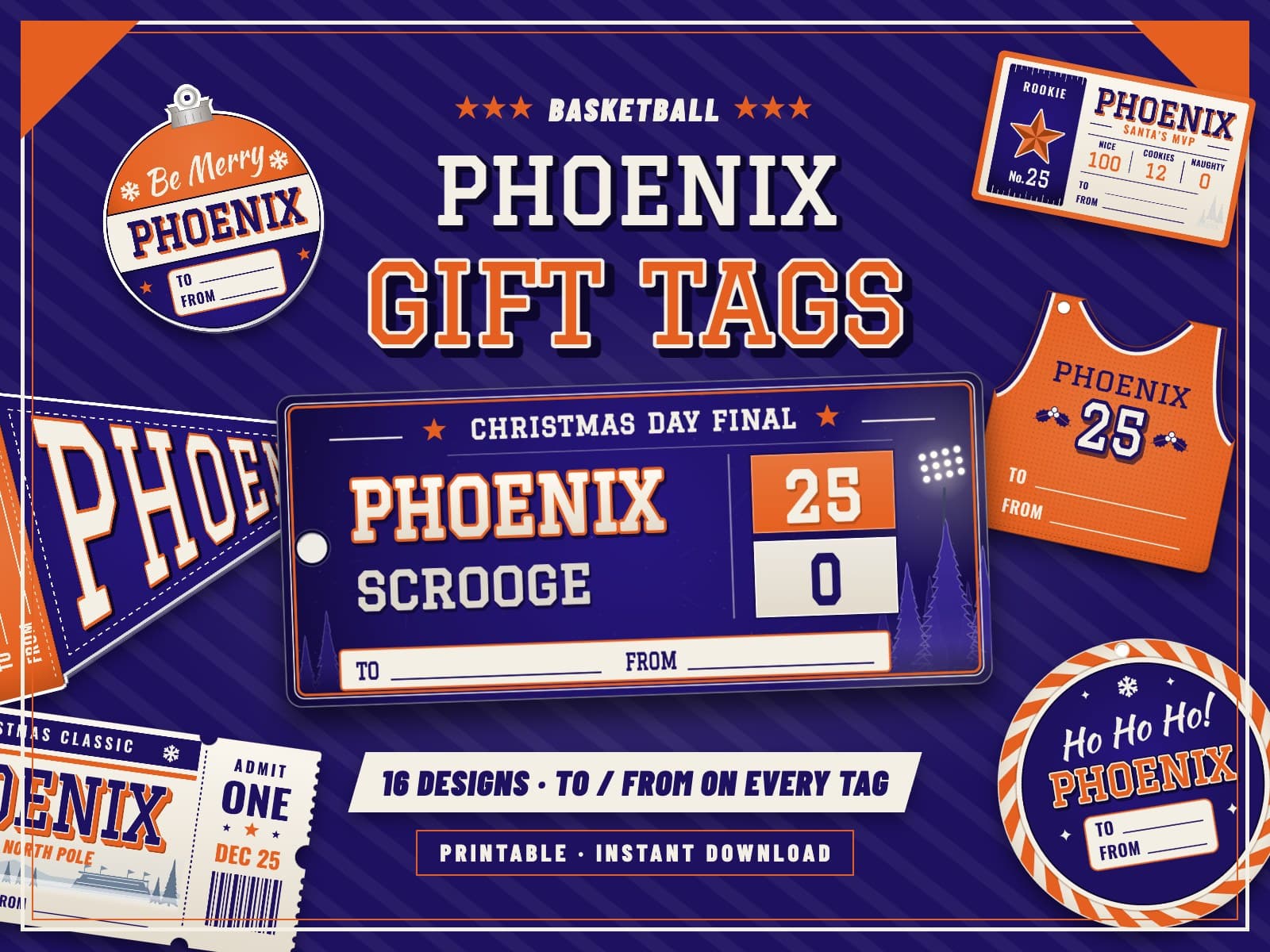 Phoenix Basketball Game Day Gift Tags – 16 Printable Designs — preview 1