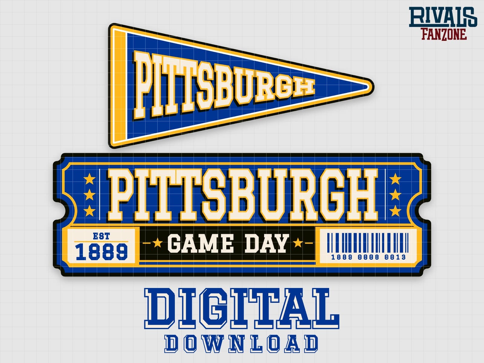 Pittsburgh Pennant & Ticket SVG – Cricut Cut Files — preview 1