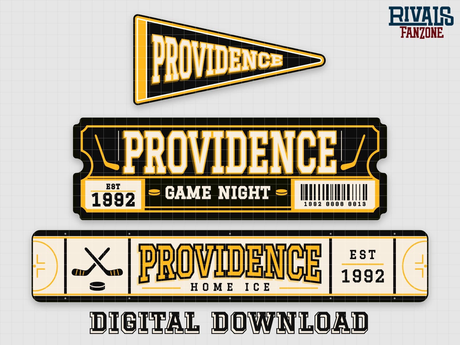Providence Farm Team Hockey Pennant, Ticket & Rink Sign SVG – Cricut Cut Files — preview 1