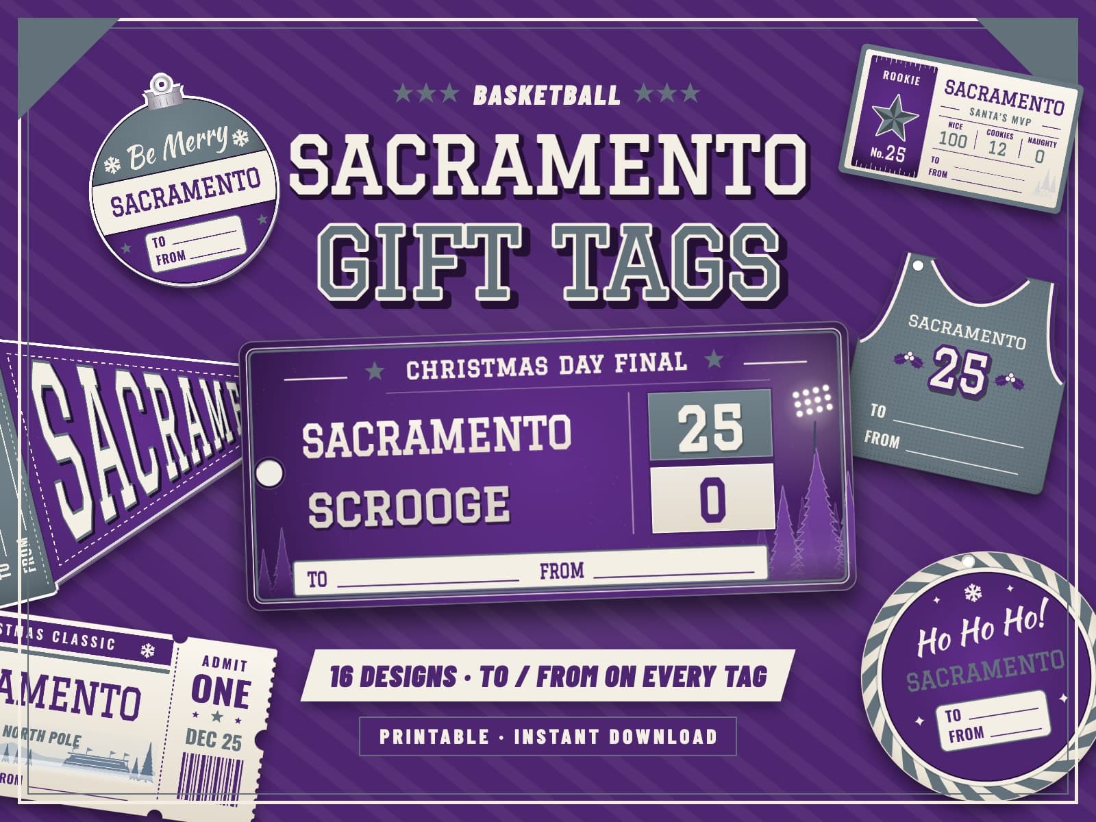 Sacramento Basketball Game Day Gift Tags – 16 Printable Designs — preview 1