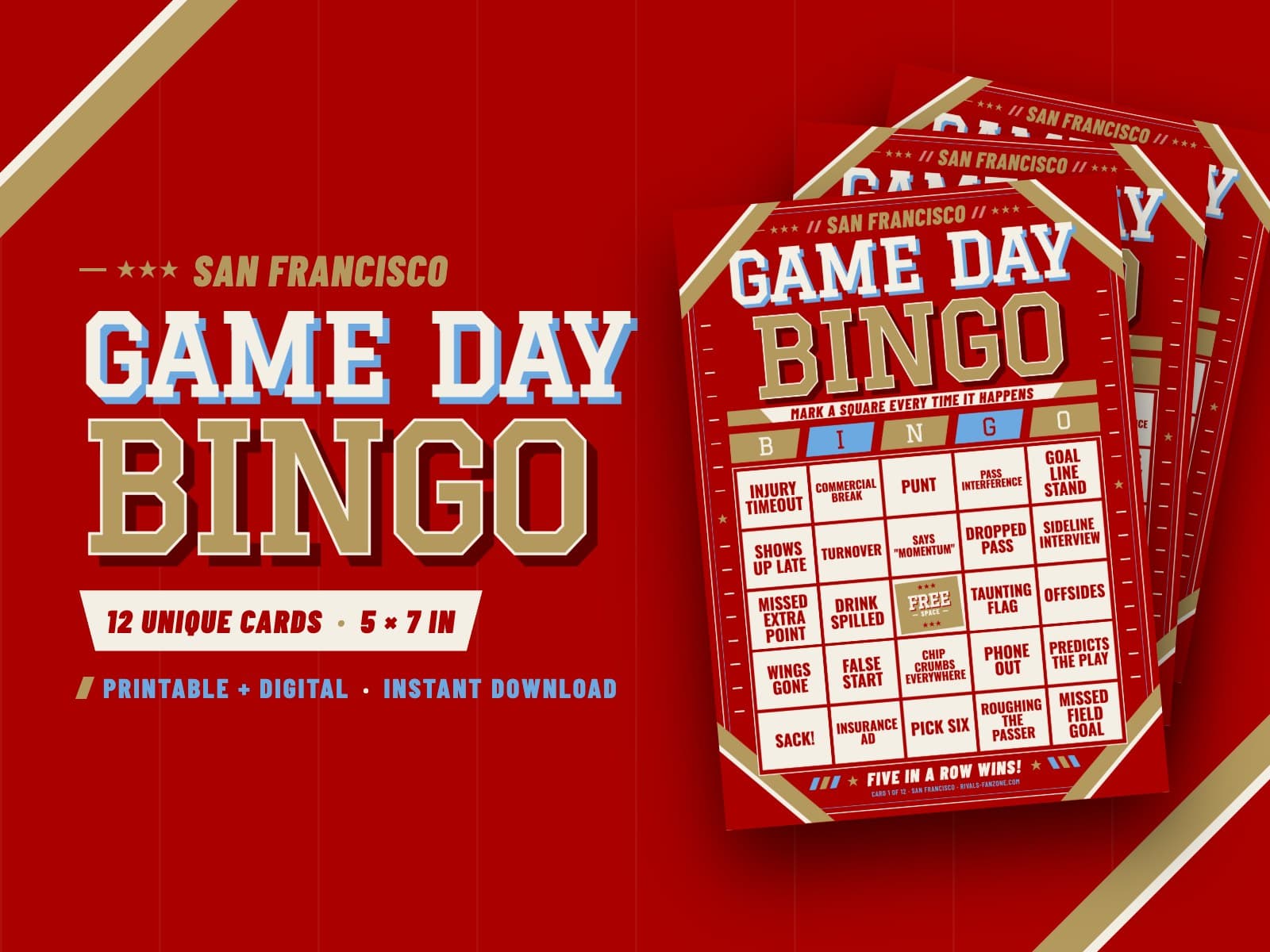 San Francisco Game Day Bingo – 12 Card Pack — preview 1