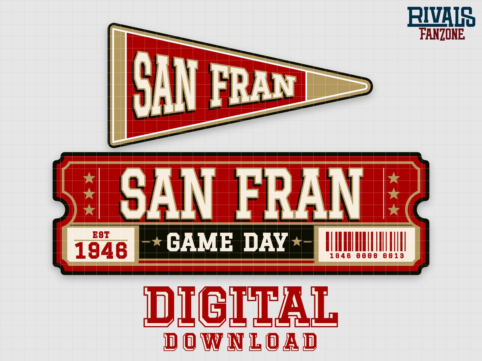 San Francisco Pennant & Ticket SVG – Cricut Cut Files — preview 1