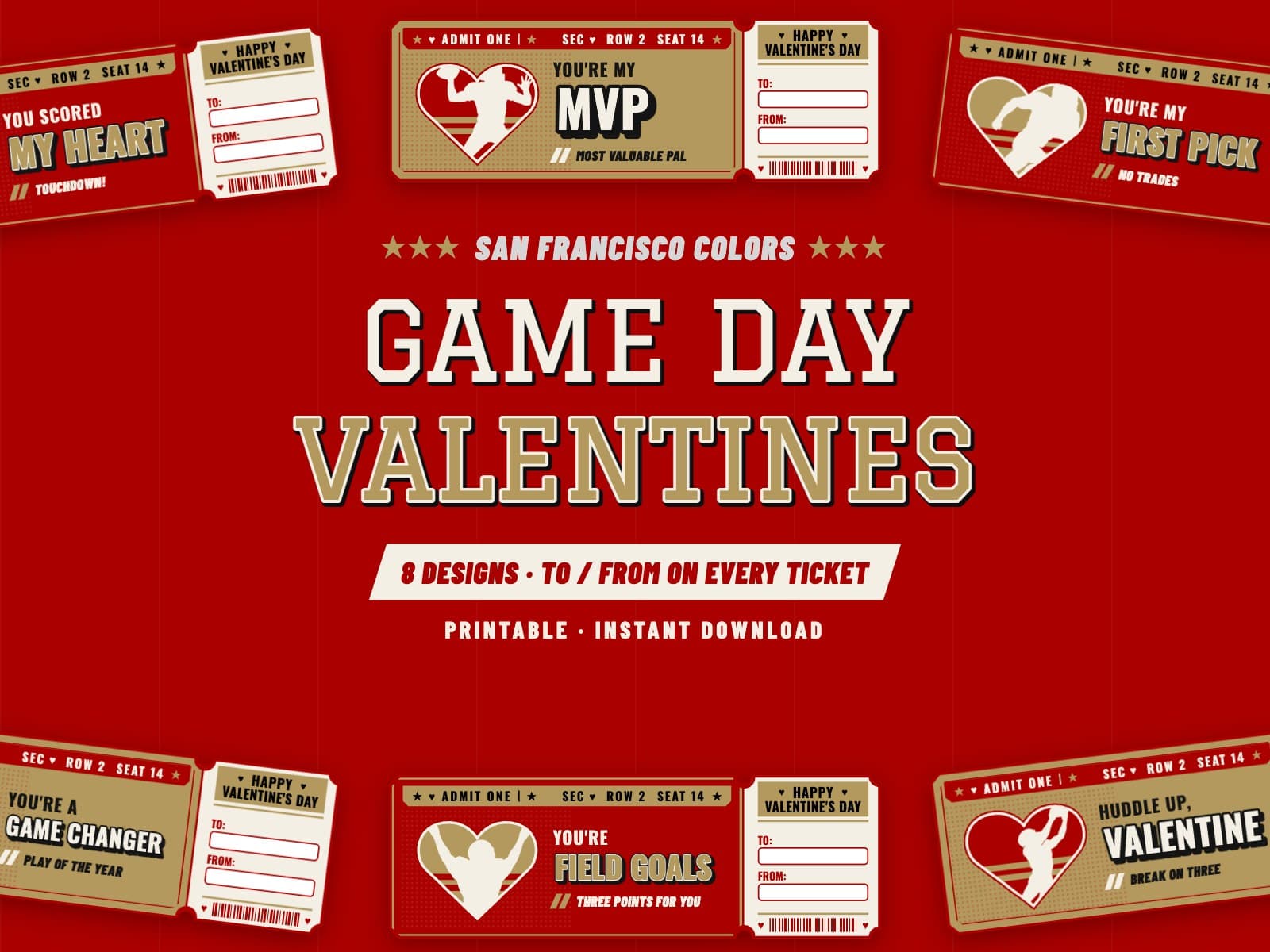 San Francisco Game Day Valentines – 8 Ticket Designs — preview 1