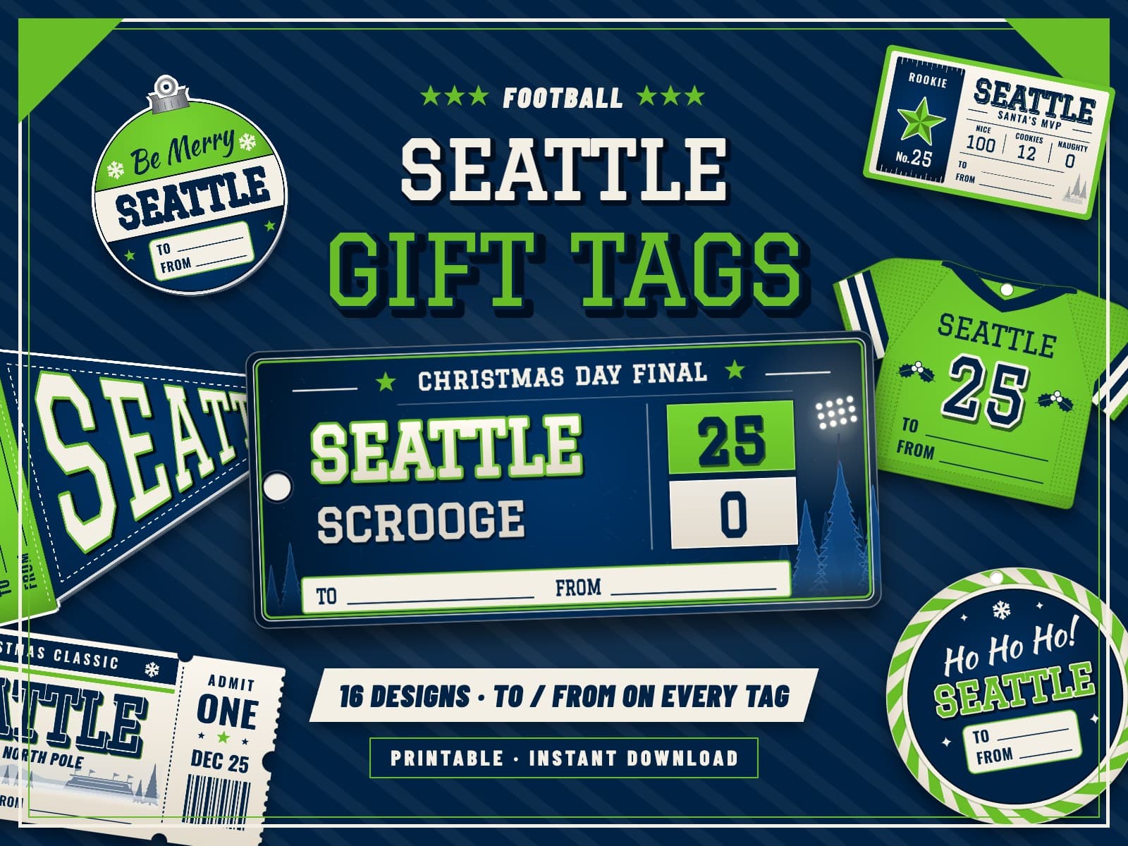 Seattle Game Day Gift Tags – 16 Printable Designs — preview 1