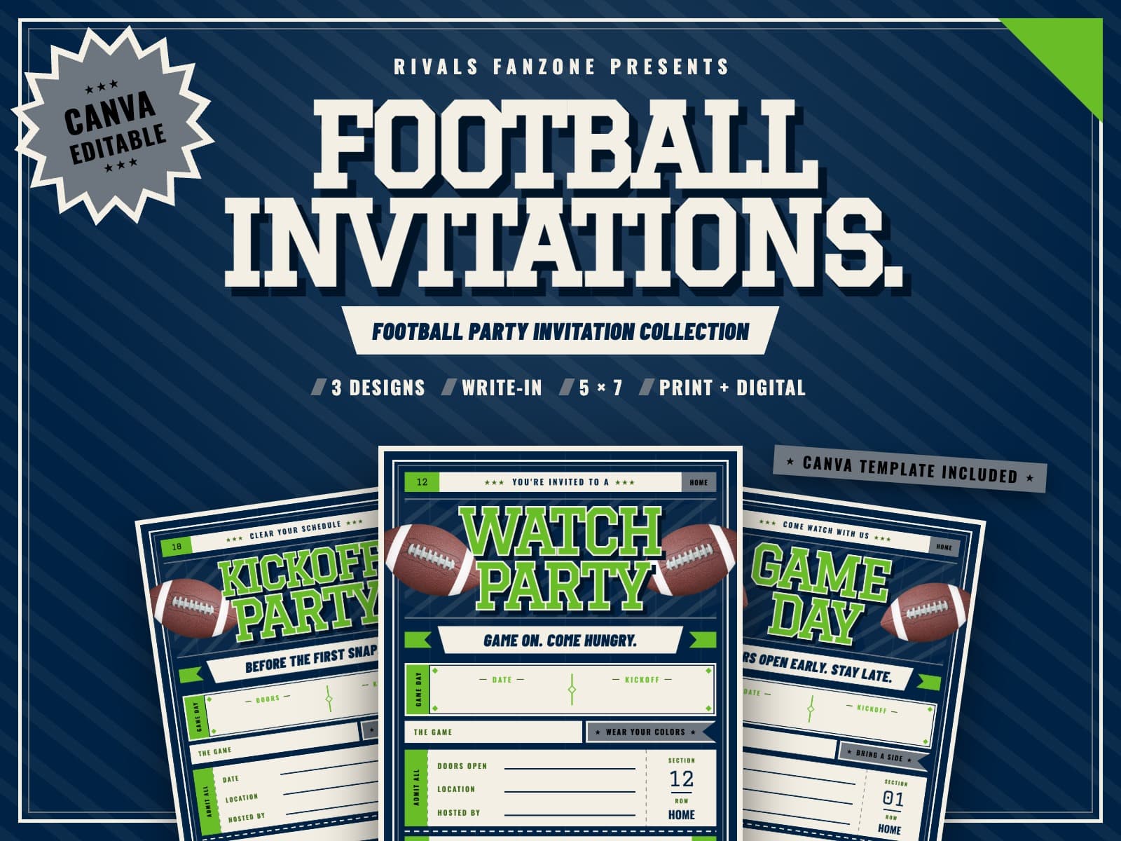 Seattle Football Party Invitations — preview 1