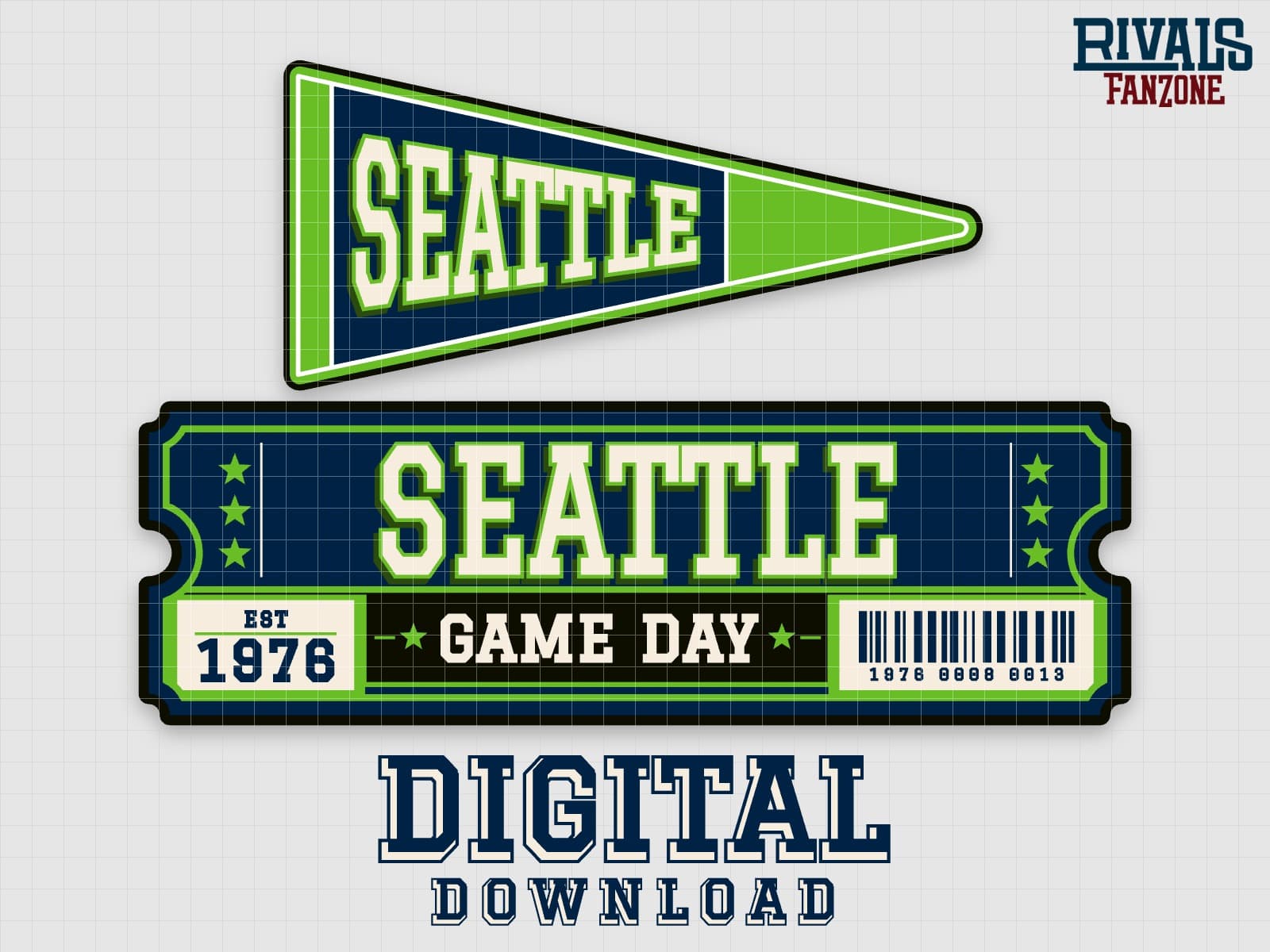 Seattle Pennant & Ticket SVG – Cricut Cut Files — preview 1