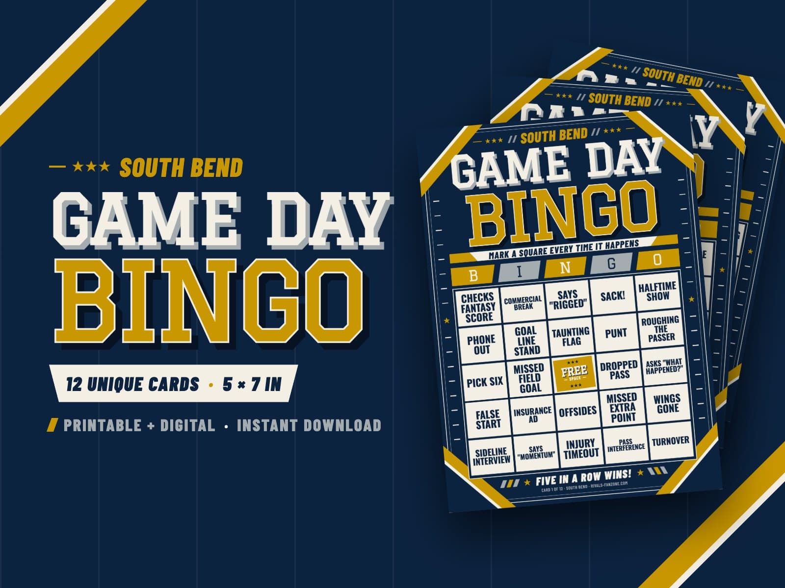South Bend Game Day Bingo – 12 Card Pack — preview 1