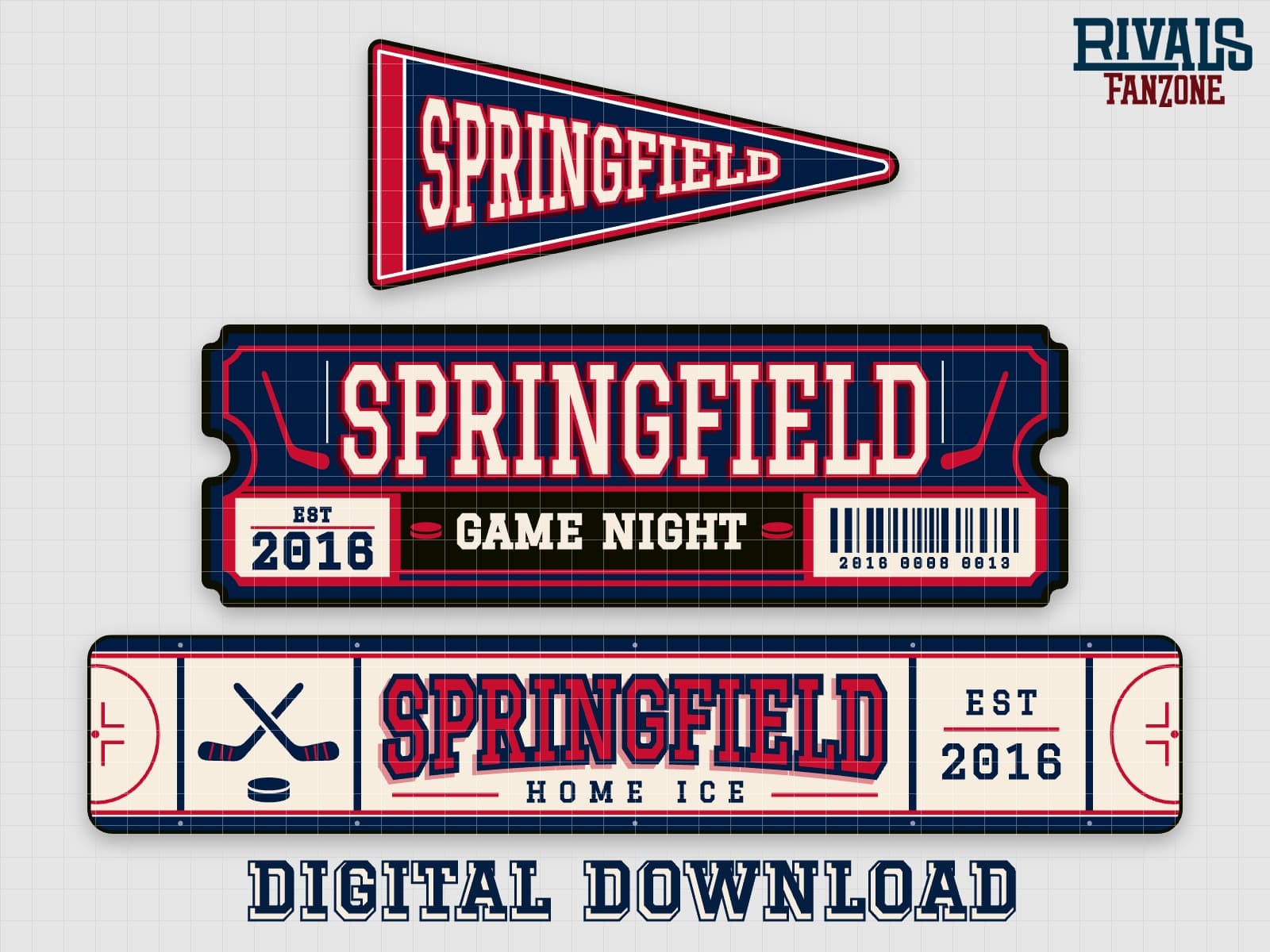 Springfield Farm Team Hockey Pennant, Ticket & Rink Sign SVG – Cricut Cut Files — preview 1