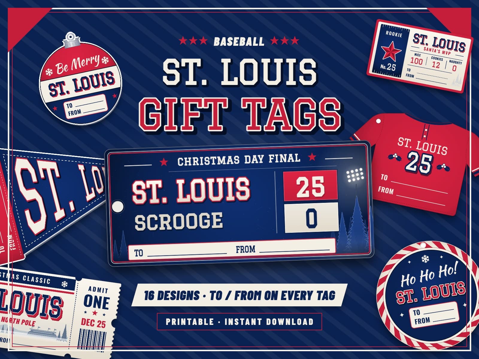 St. Louis Baseball Game Day Gift Tags – 16 Printable Designs — preview 1