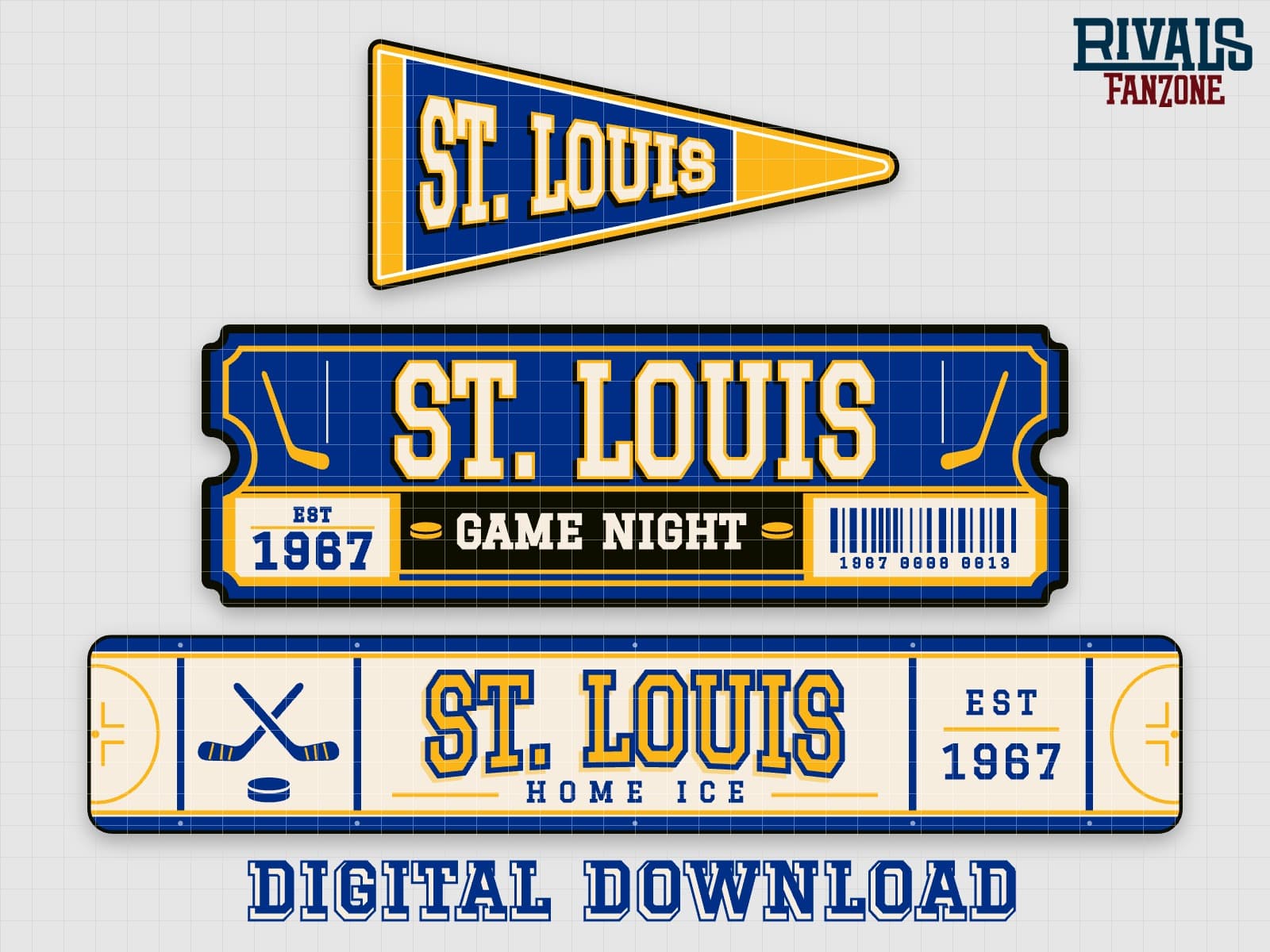 St. Louis Hockey Pennant, Ticket & Rink Sign SVG – Cricut Cut Files — preview 1