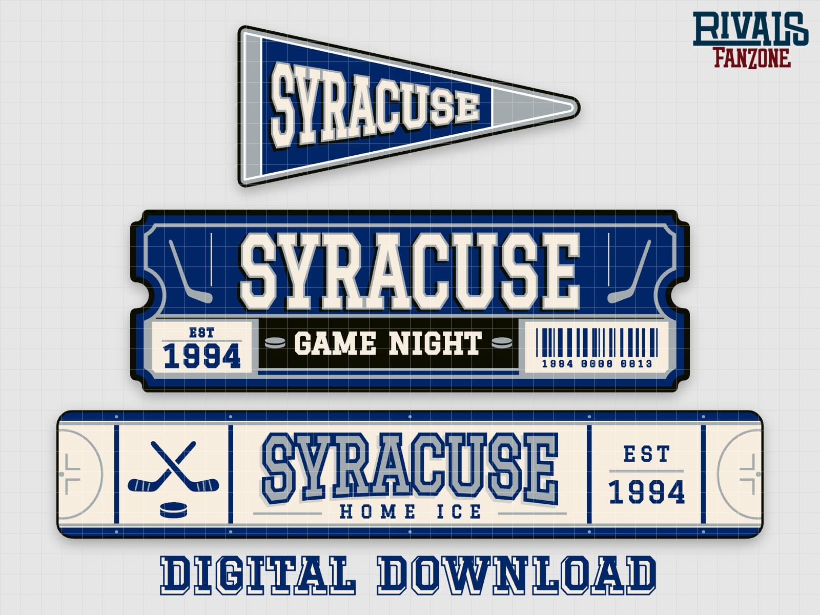Syracuse Farm Team Hockey Pennant, Ticket & Rink Sign SVG – Cricut Cut Files — preview 1