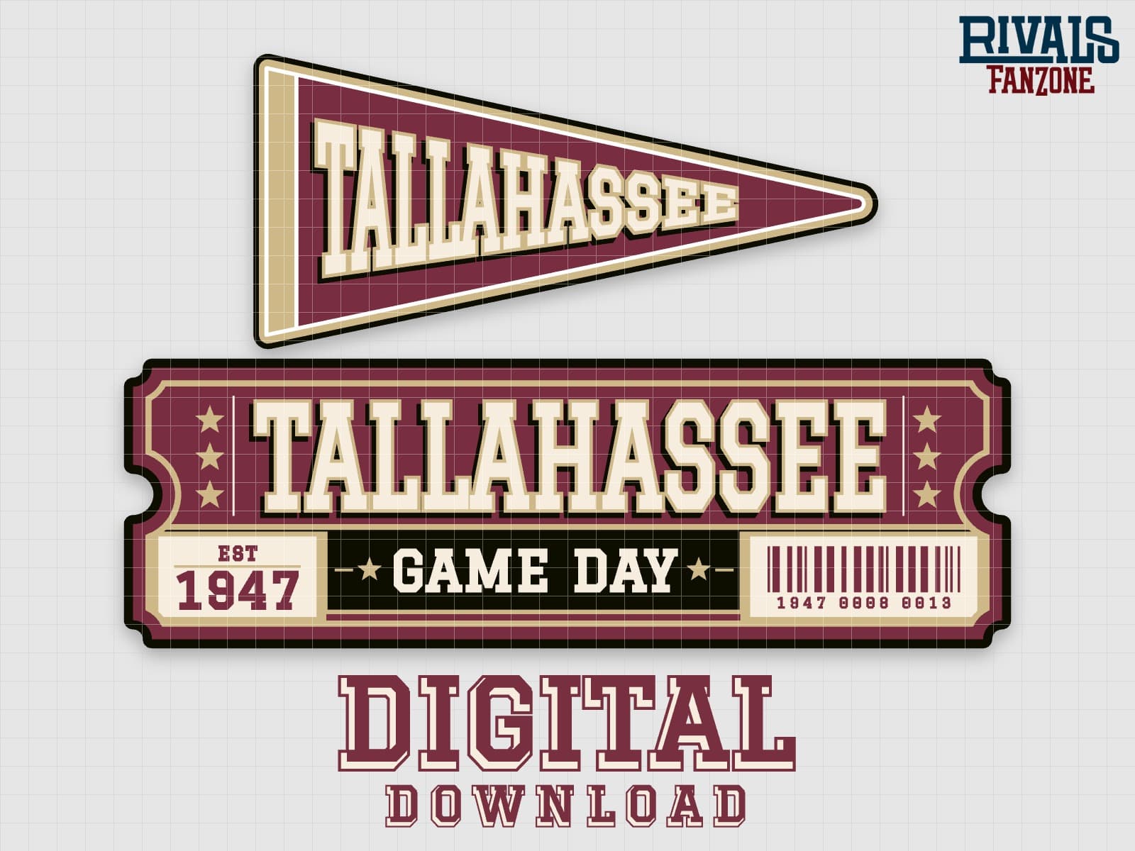 Tallahassee Pennant & Ticket SVG – Cricut Cut Files — preview 1