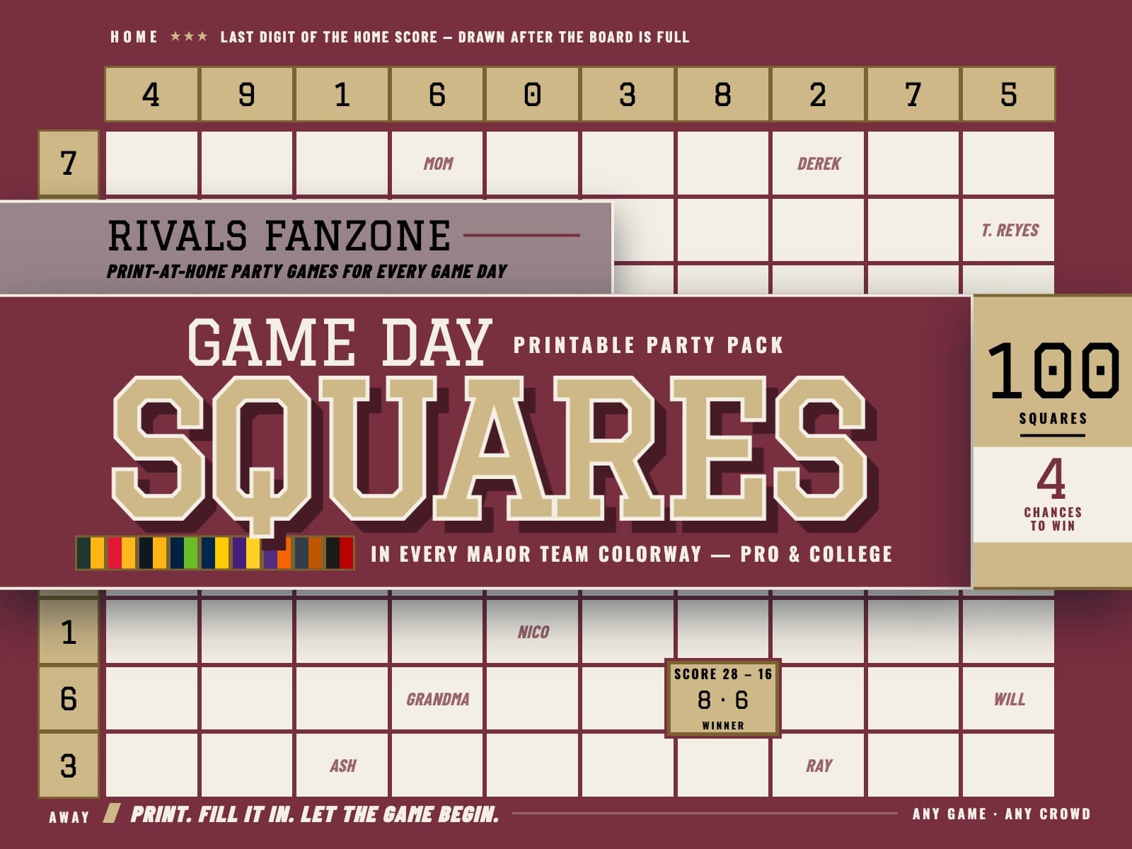 Tallahassee Football Squares — preview 1
