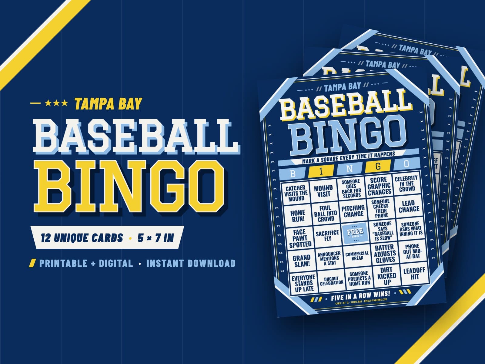 Tampa Bay Baseball Bingo – 12 Card Pack — preview 1