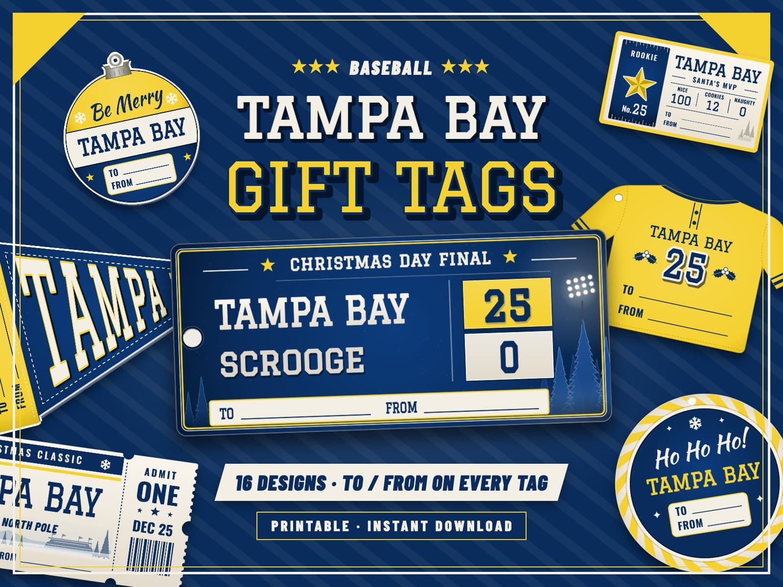 Tampa Bay Baseball Game Day Gift Tags – 16 Printable Designs — preview 1