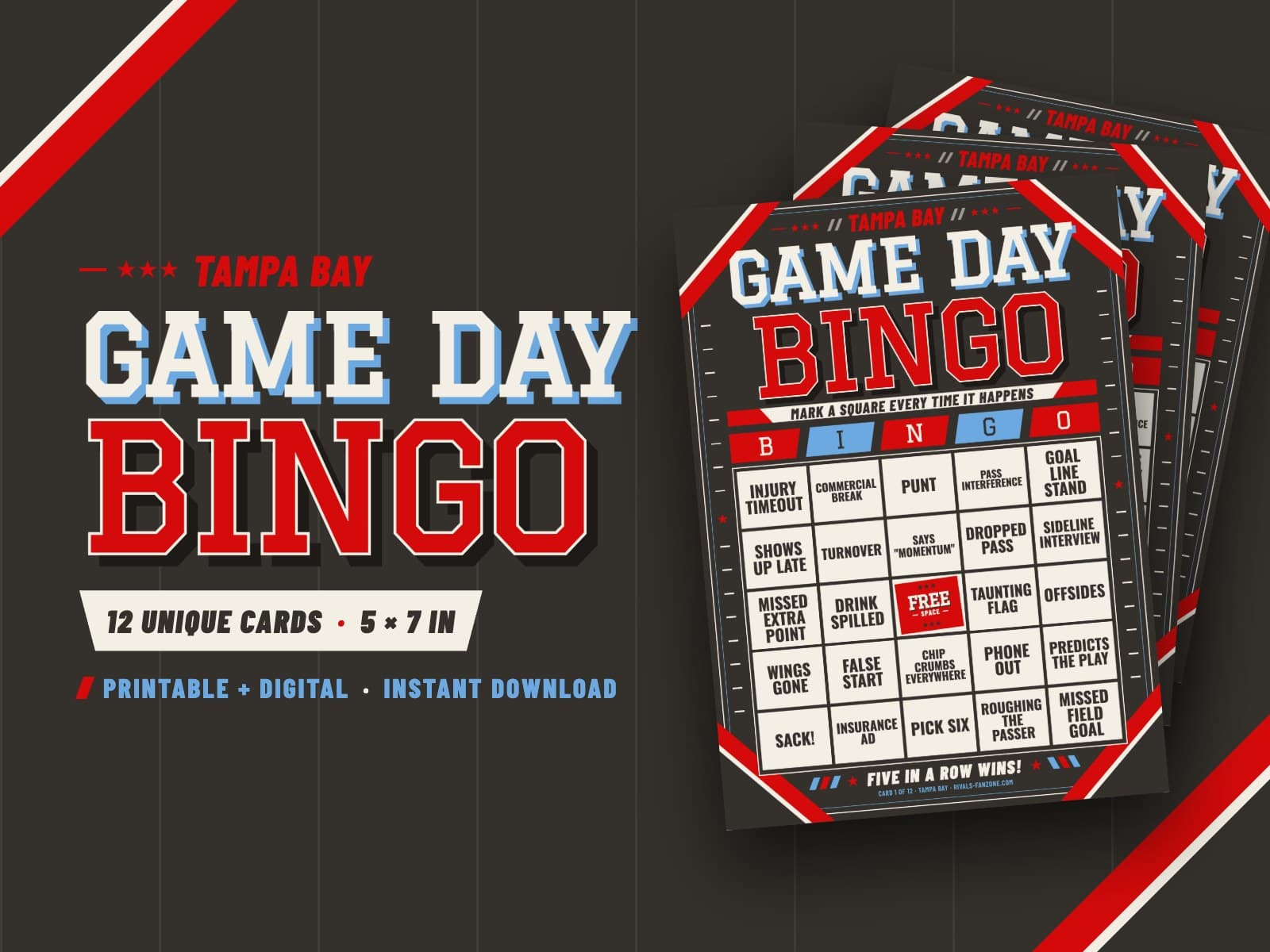 Tampa Bay Game Day Bingo – 12 Card Pack — preview 1