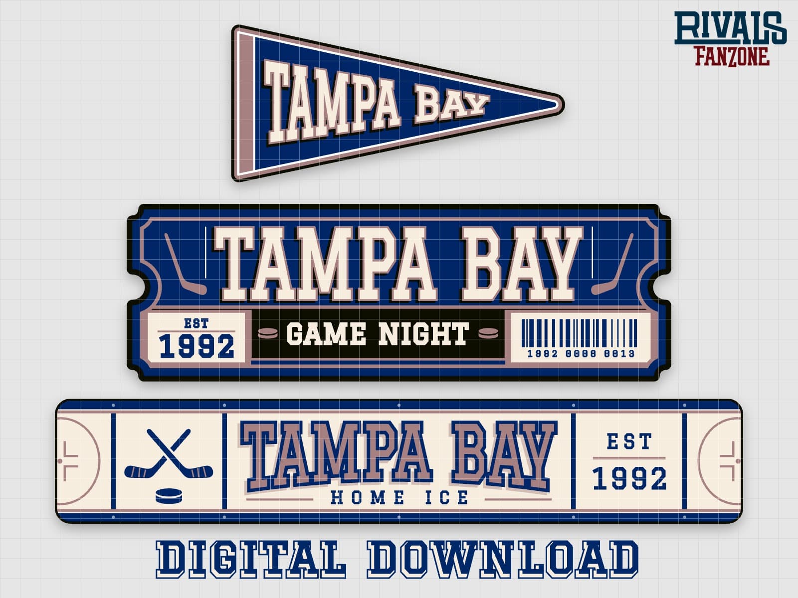 Tampa Bay Hockey Pennant, Ticket & Rink Sign SVG – Cricut Cut Files — preview 1