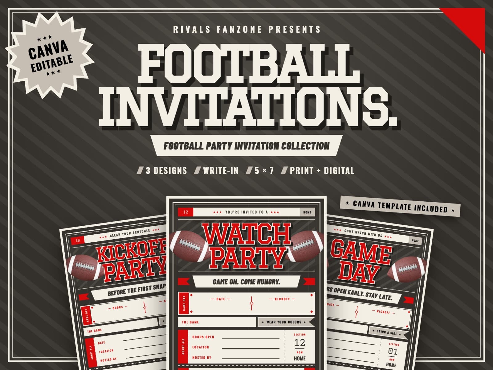 Tampa Bay Football Party Invitations — preview 1