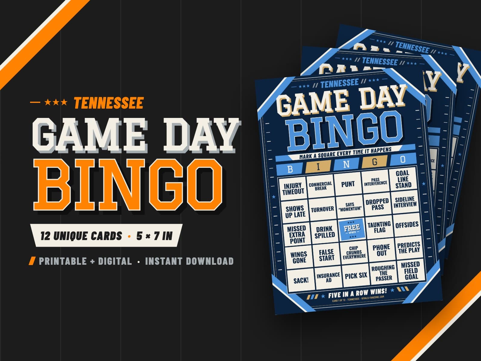 Tennessee Game Day Bingo – 12 Card Pack (College Edition) — preview 1