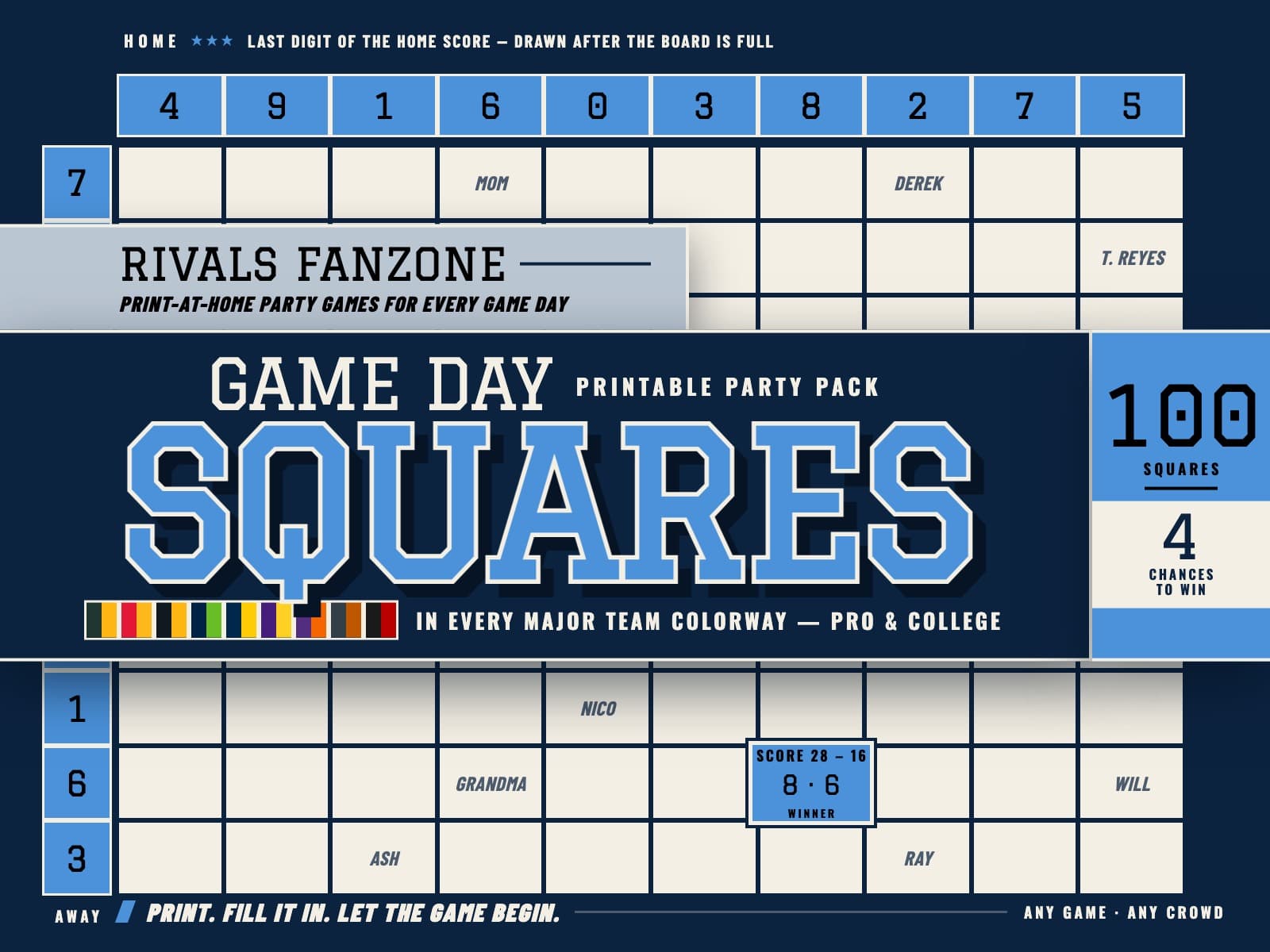 Tennessee Football Squares — preview 1
