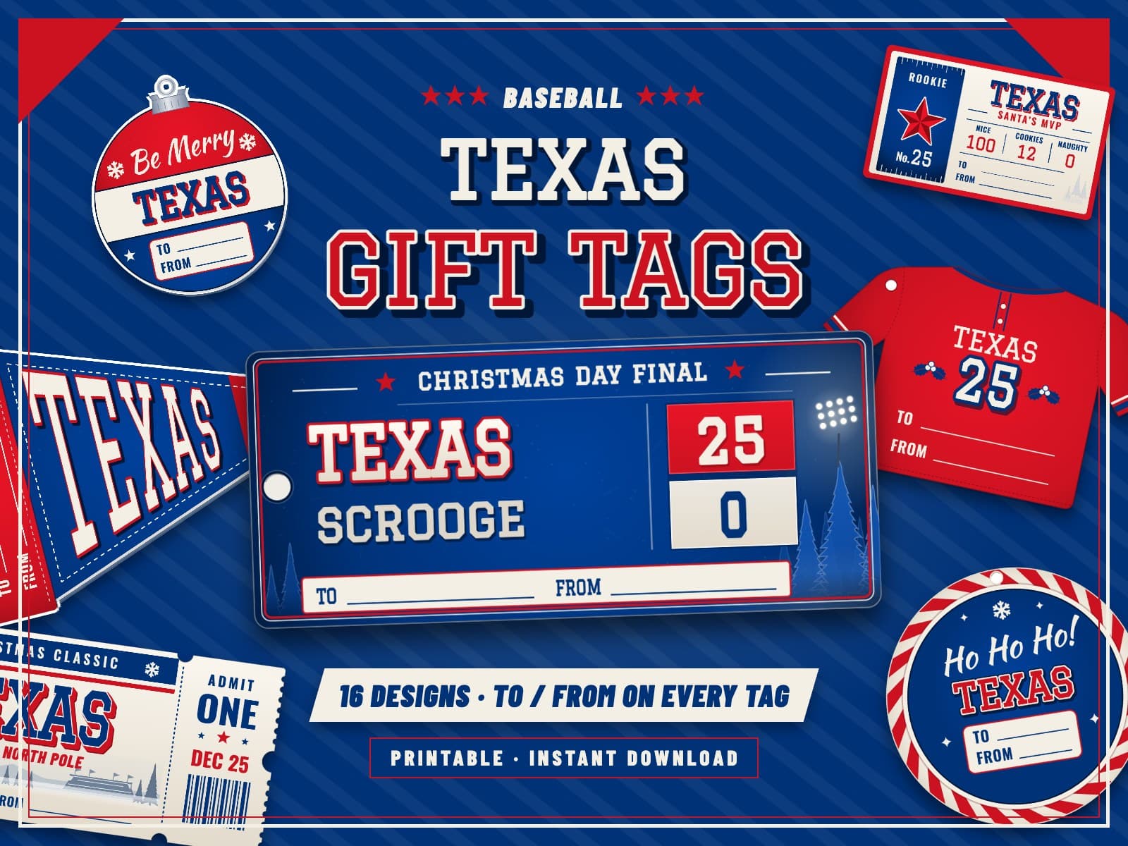 Texas Baseball Game Day Gift Tags – 16 Printable Designs — preview 1