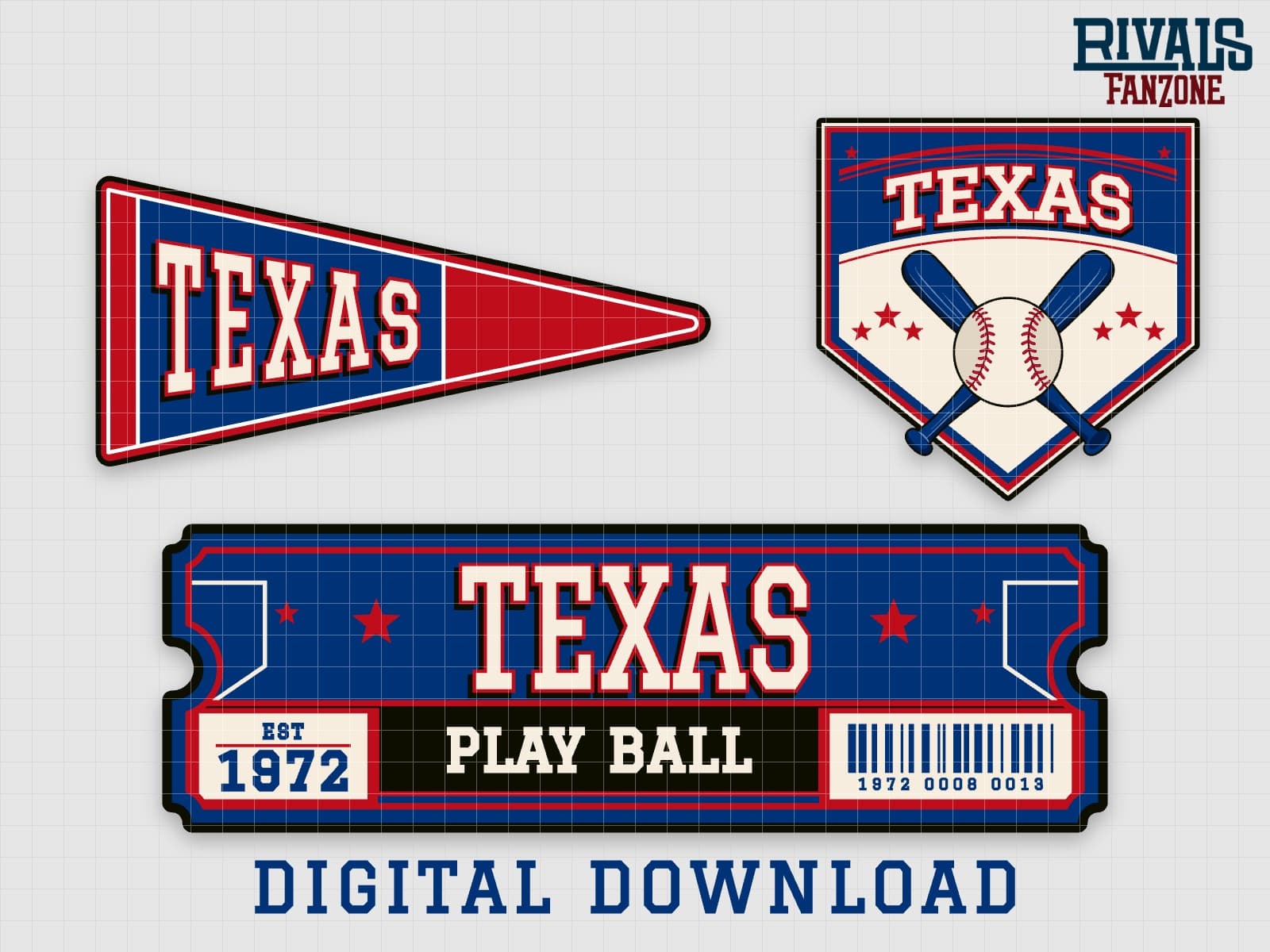 Texas Baseball Pennant, Ticket & Home Plate Sign SVG – Cricut Cut Files — preview 1