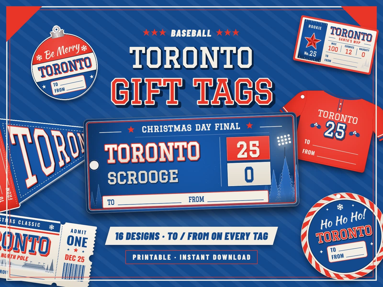 Toronto Baseball Game Day Gift Tags – 16 Printable Designs — preview 1