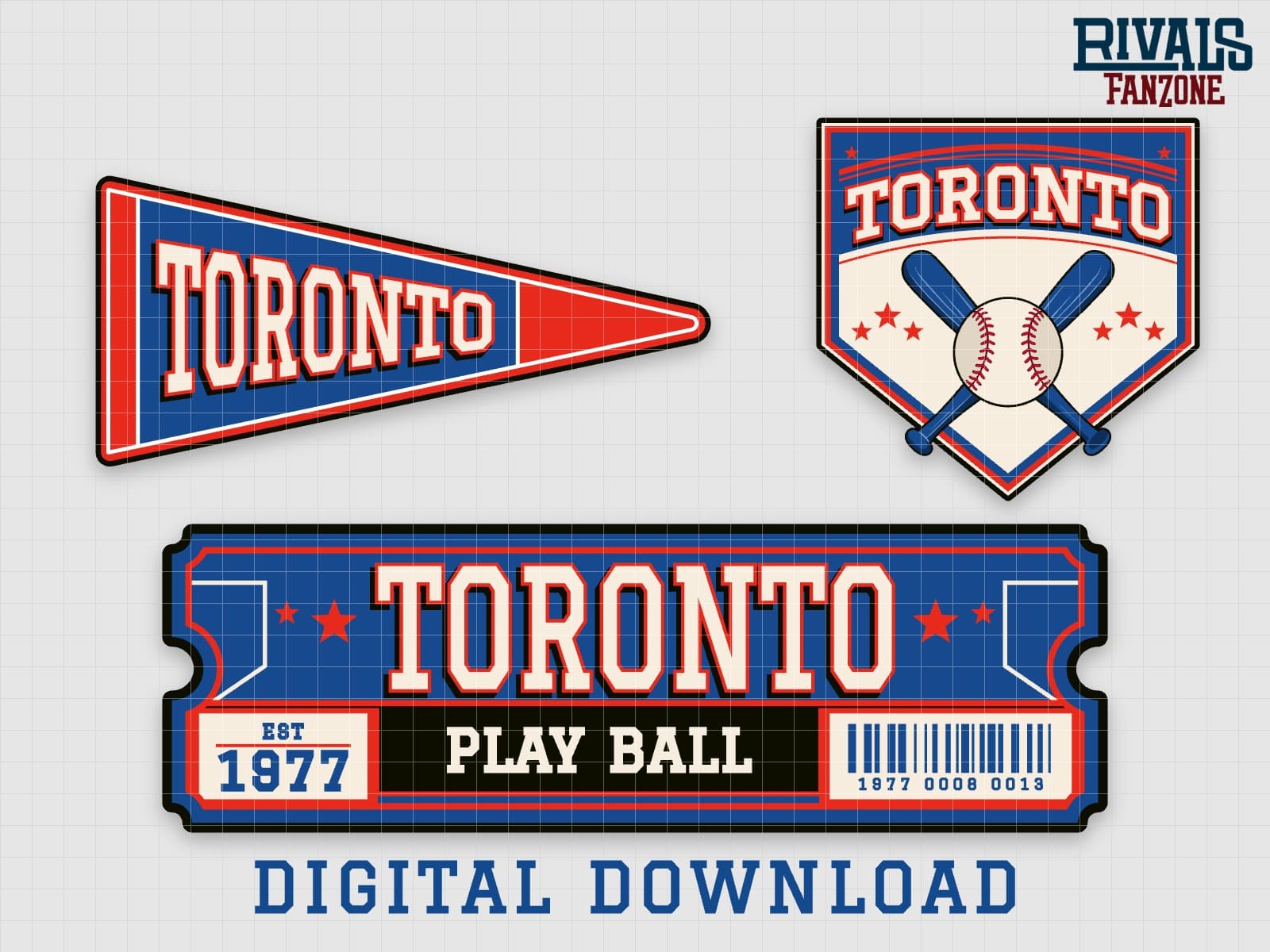 Toronto Baseball Pennant, Ticket & Home Plate Sign SVG – Cricut Cut Files — preview 1