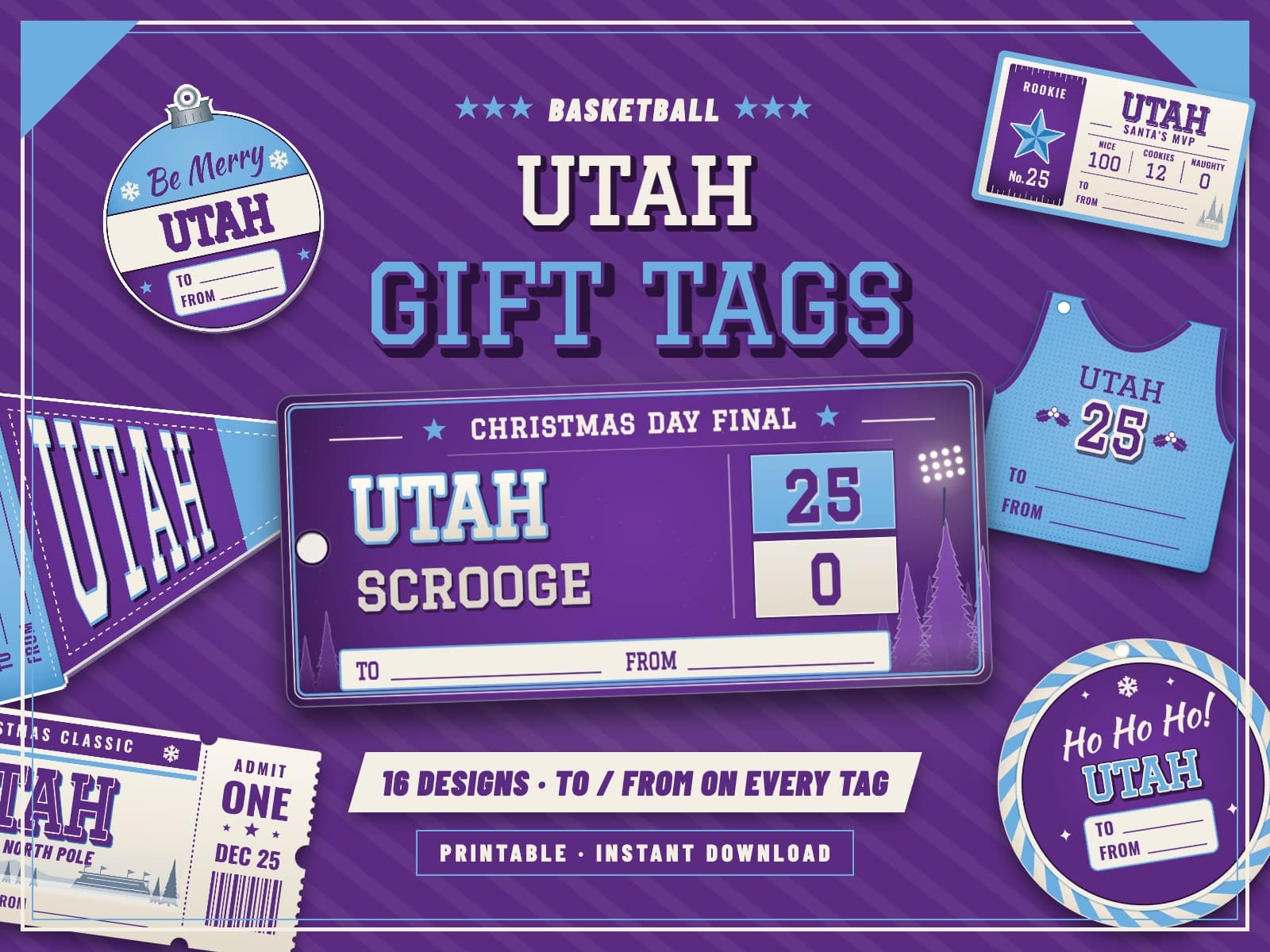 Utah Basketball Game Day Gift Tags – 16 Printable Designs — preview 1