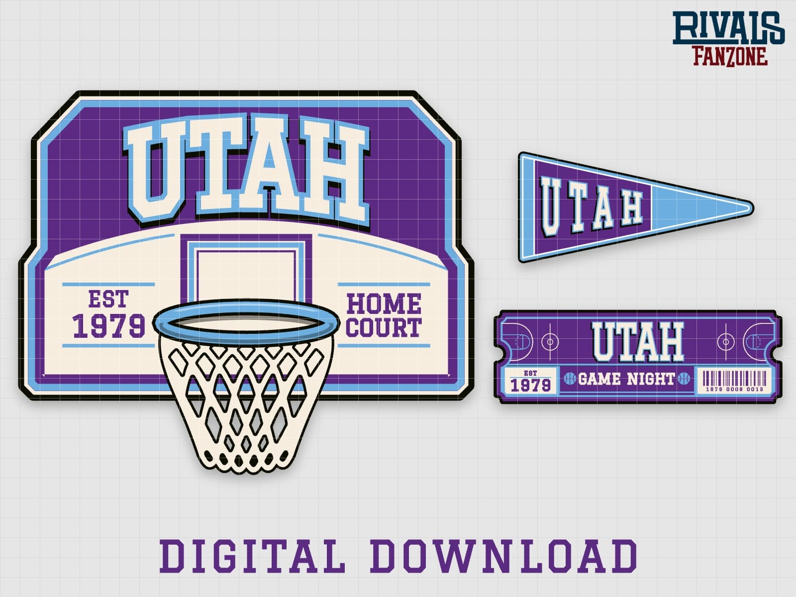 Utah Basketball Pennant, Ticket & Backboard Sign SVG – Cricut Cut Files — preview 1
