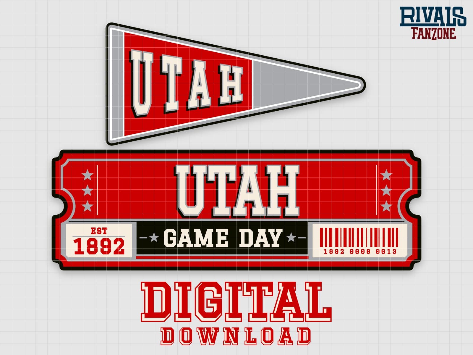 Utah Pennant & Ticket SVG – Cricut Cut Files — preview 1