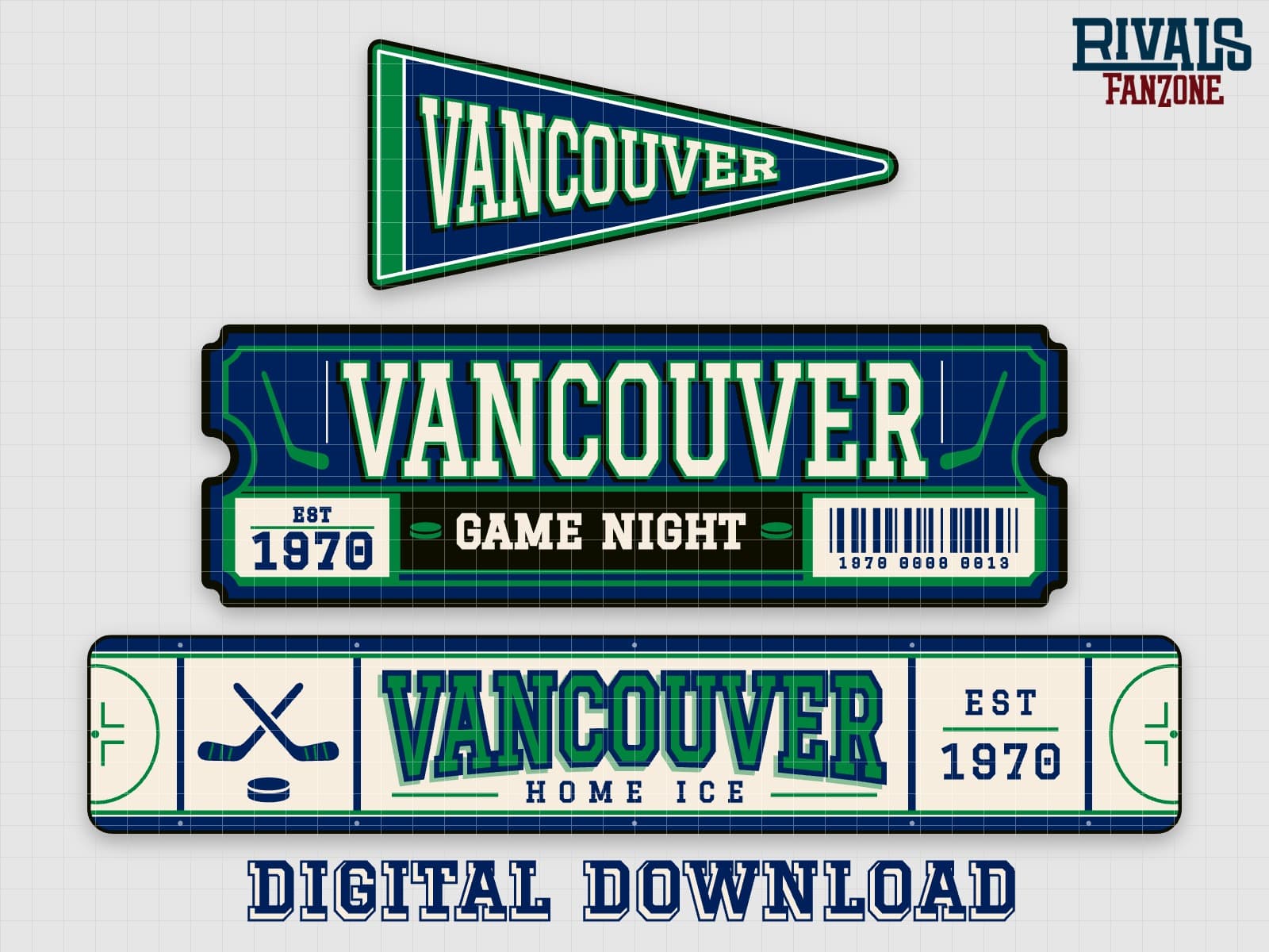 Vancouver Hockey Pennant, Ticket & Rink Sign SVG – Cricut Cut Files — preview 1