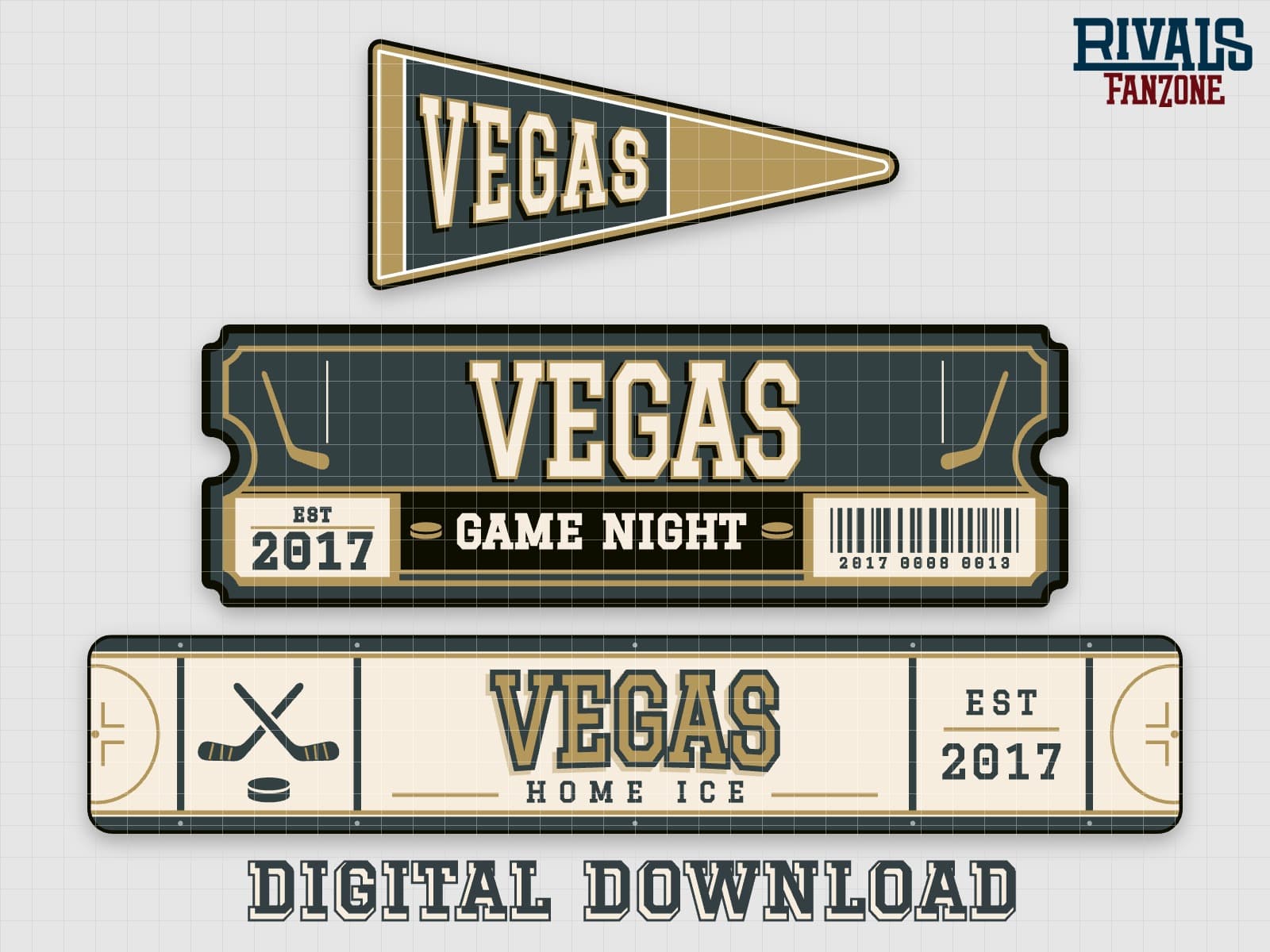 Vegas Hockey Pennant, Ticket & Rink Sign SVG – Cricut Cut Files — preview 1