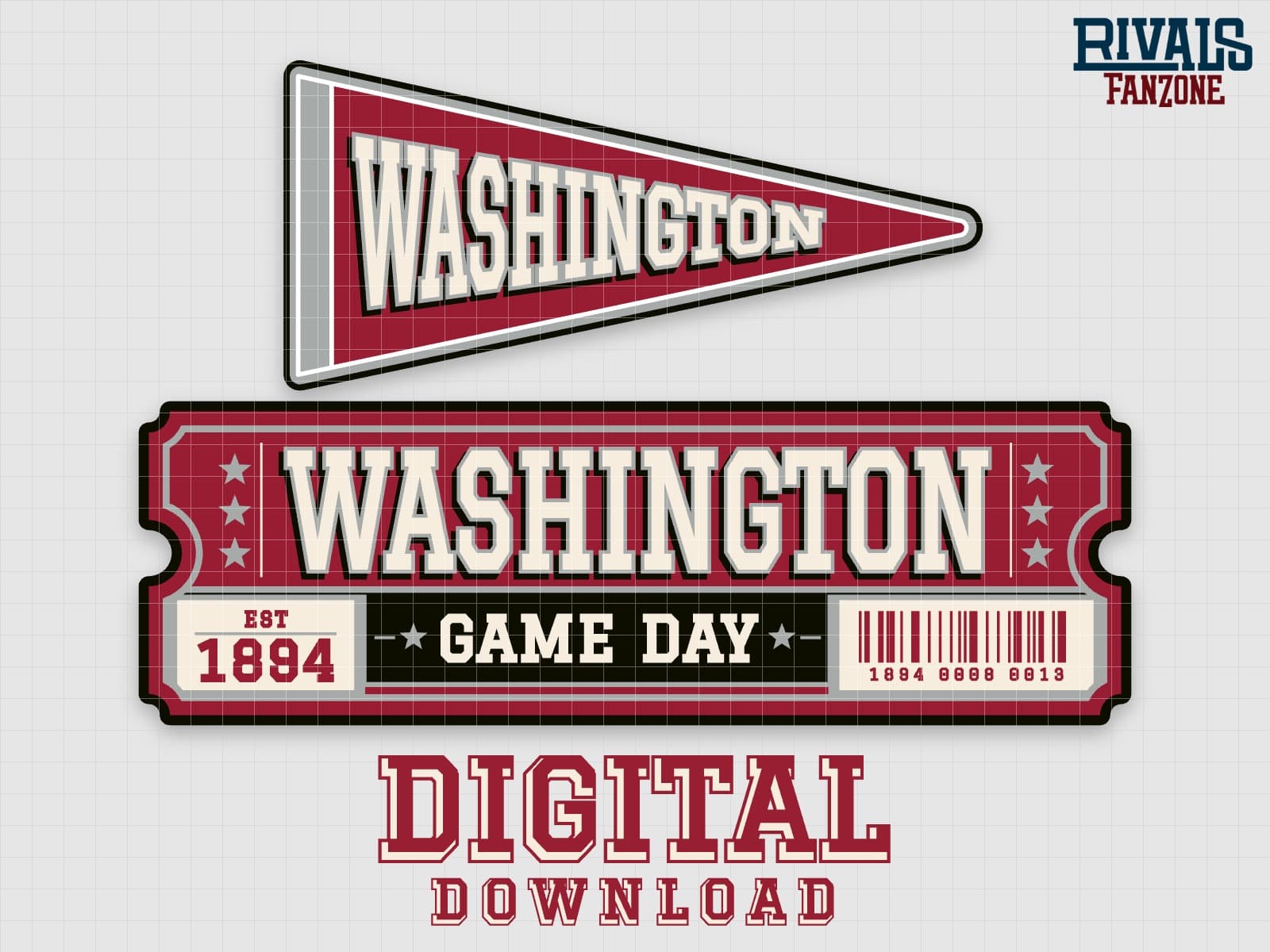 Washington Pennant & Ticket SVG – Cricut Cut Files — preview 1