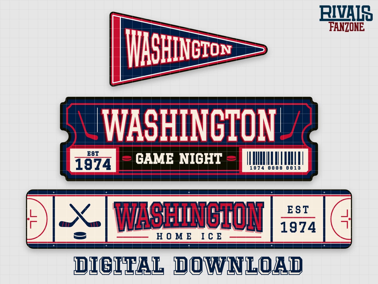 Washington Hockey Pennant, Ticket & Rink Sign SVG – Cricut Cut Files — preview 1