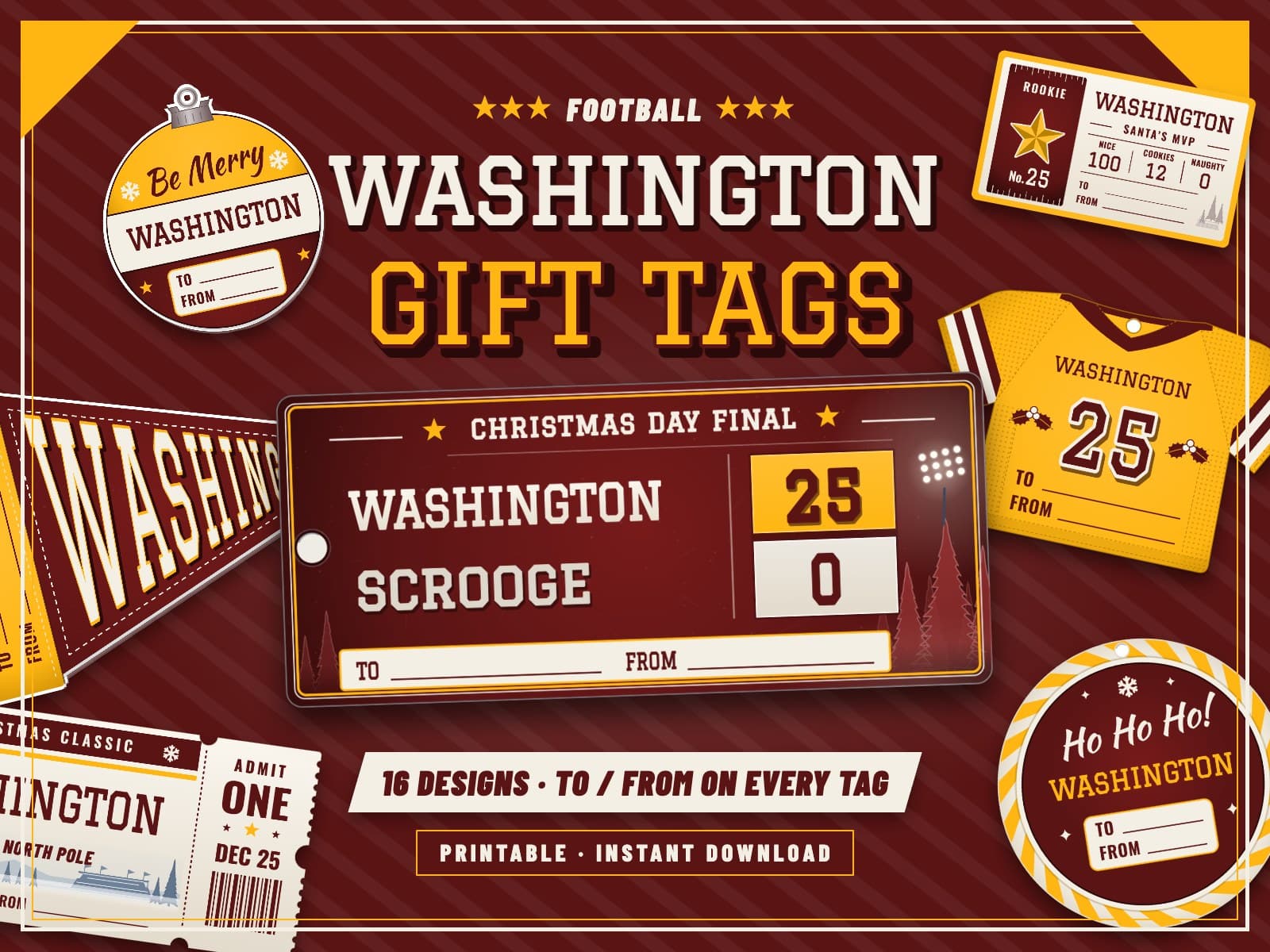 Washington Game Day Gift Tags – 16 Printable Designs — preview 1