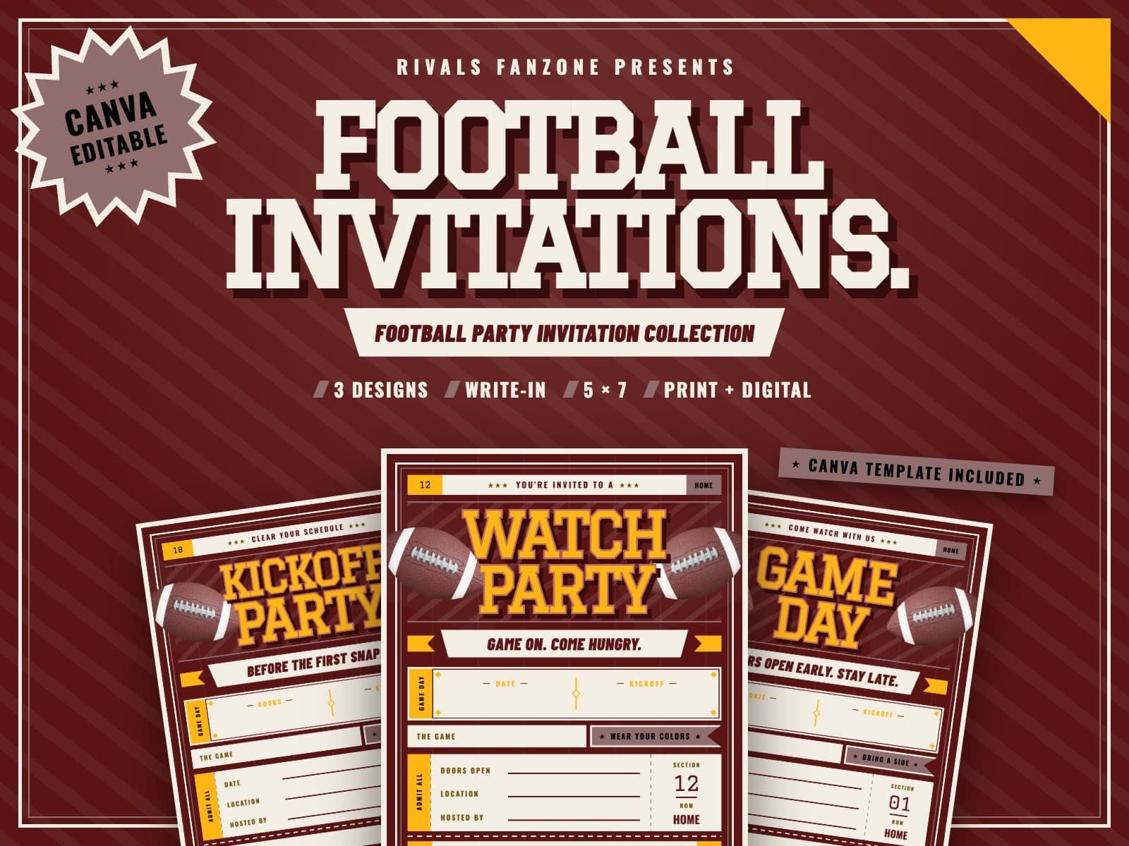 Washington Football Party Invitations — preview 1