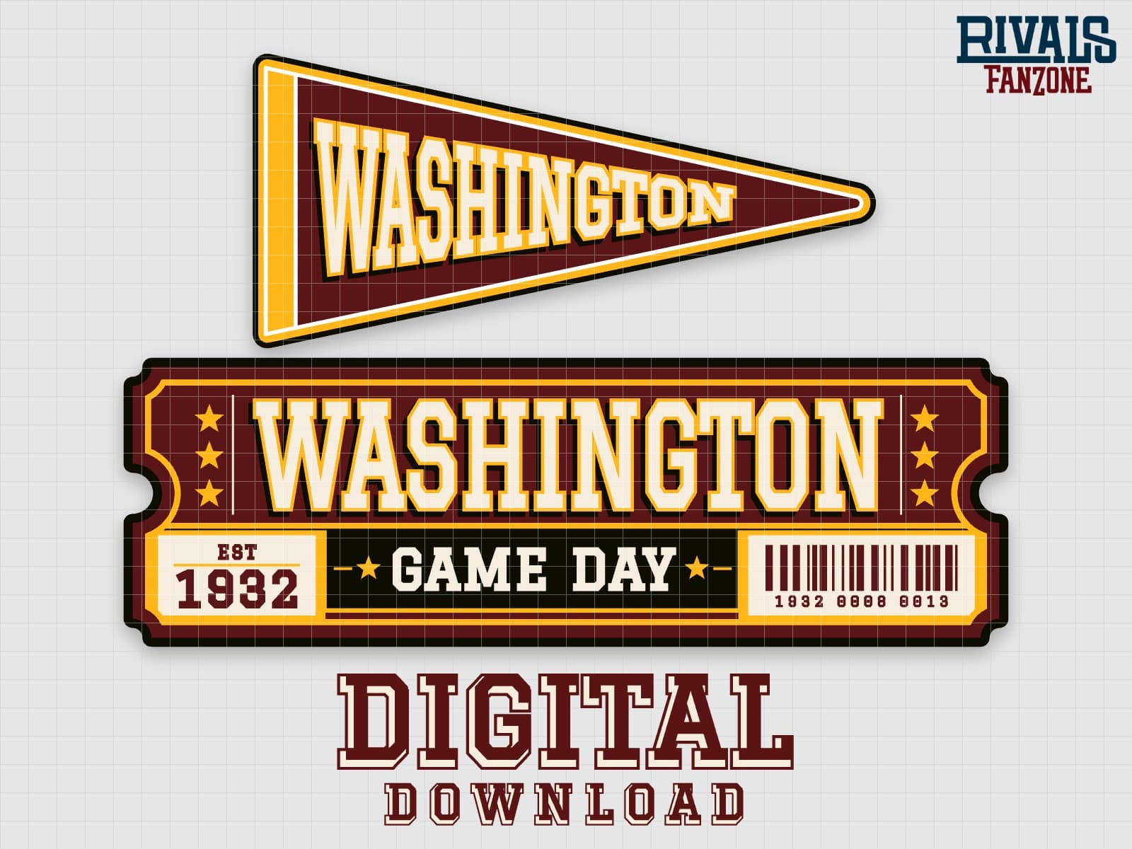 Washington Pennant & Ticket SVG – Cricut Cut Files — preview 1