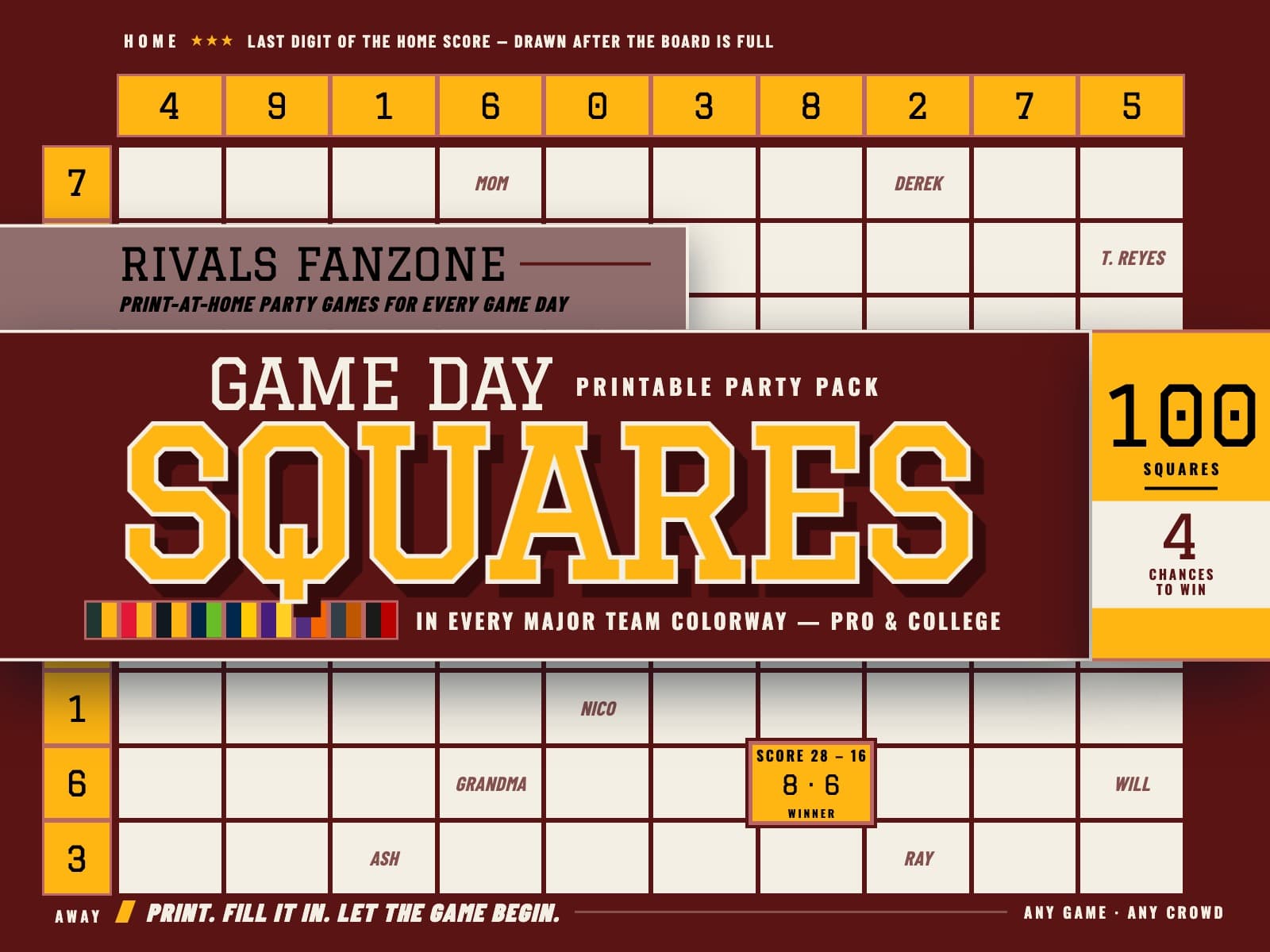 Washington Football Squares — preview 1